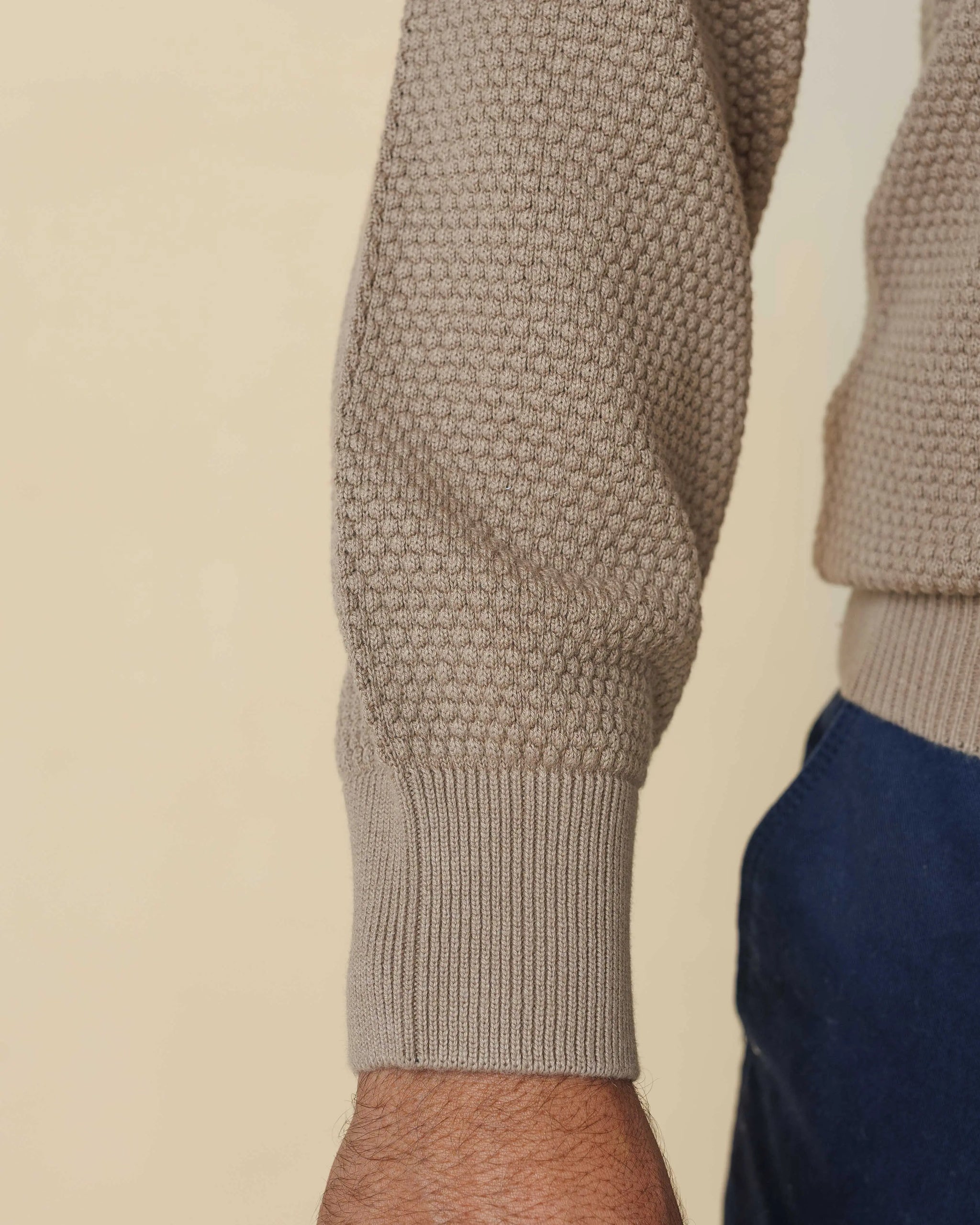 All-Season Popcorn Knit Long Sleeve Polo  - LCY London