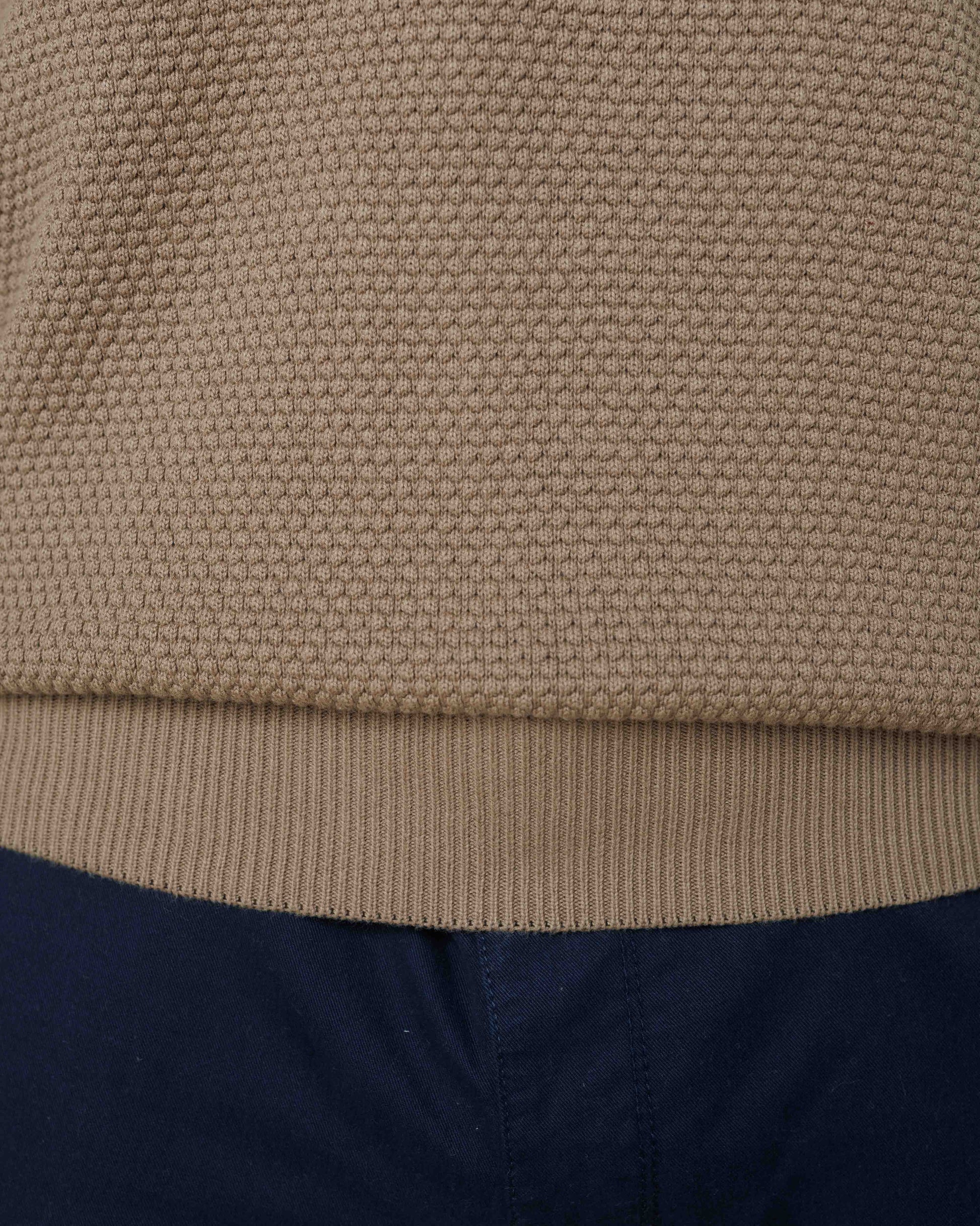 All-Season Popcorn Knit Long Sleeve Polo  - LCY London