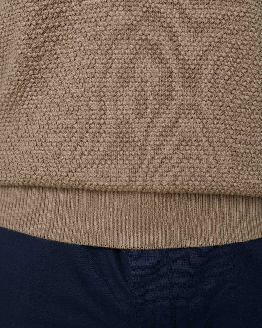 All-Season Popcorn Knit Long Sleeve Polo  - LCY London