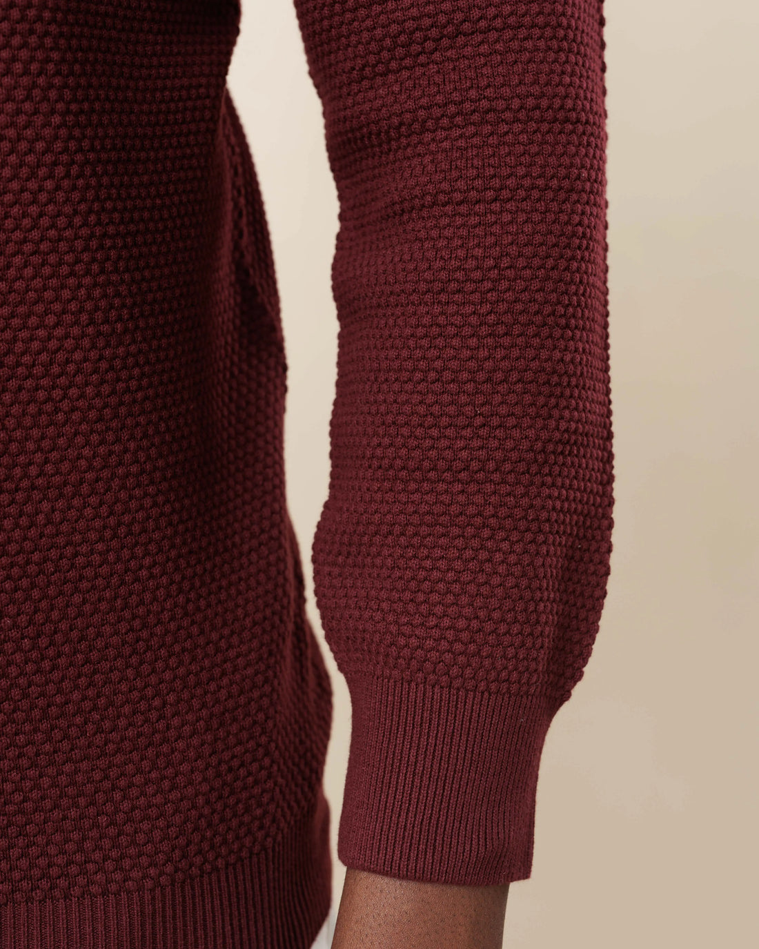 All-Season Popcorn Knit Long Sleeve Polo  - LCY London