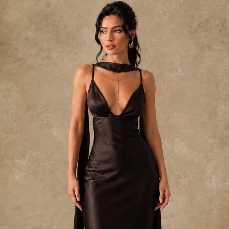 Aurelle Night Satin Dress  - Legacy London