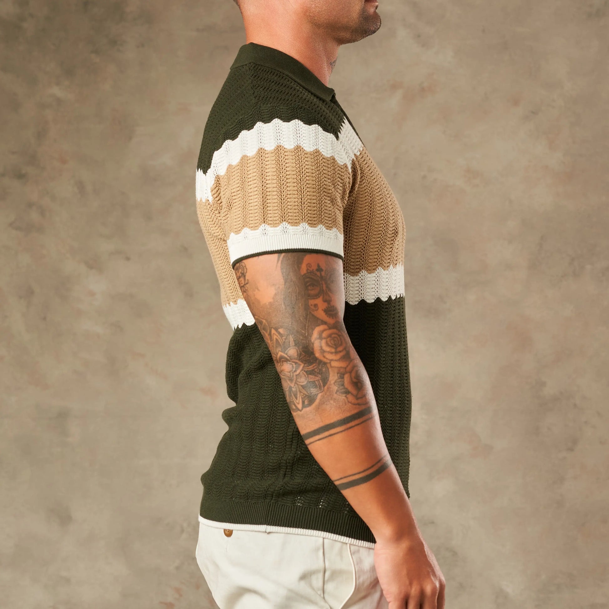 Capri Wave Textured Zipper Polo  - LCY London