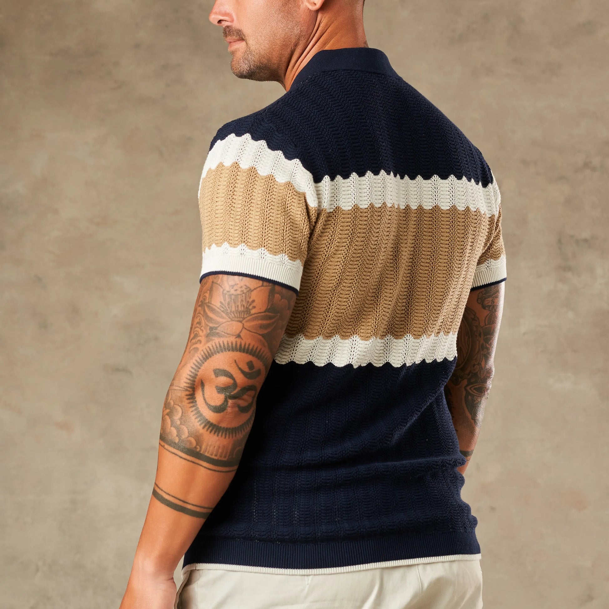 Capri Wave Textured Zipper Polo  - LCY London