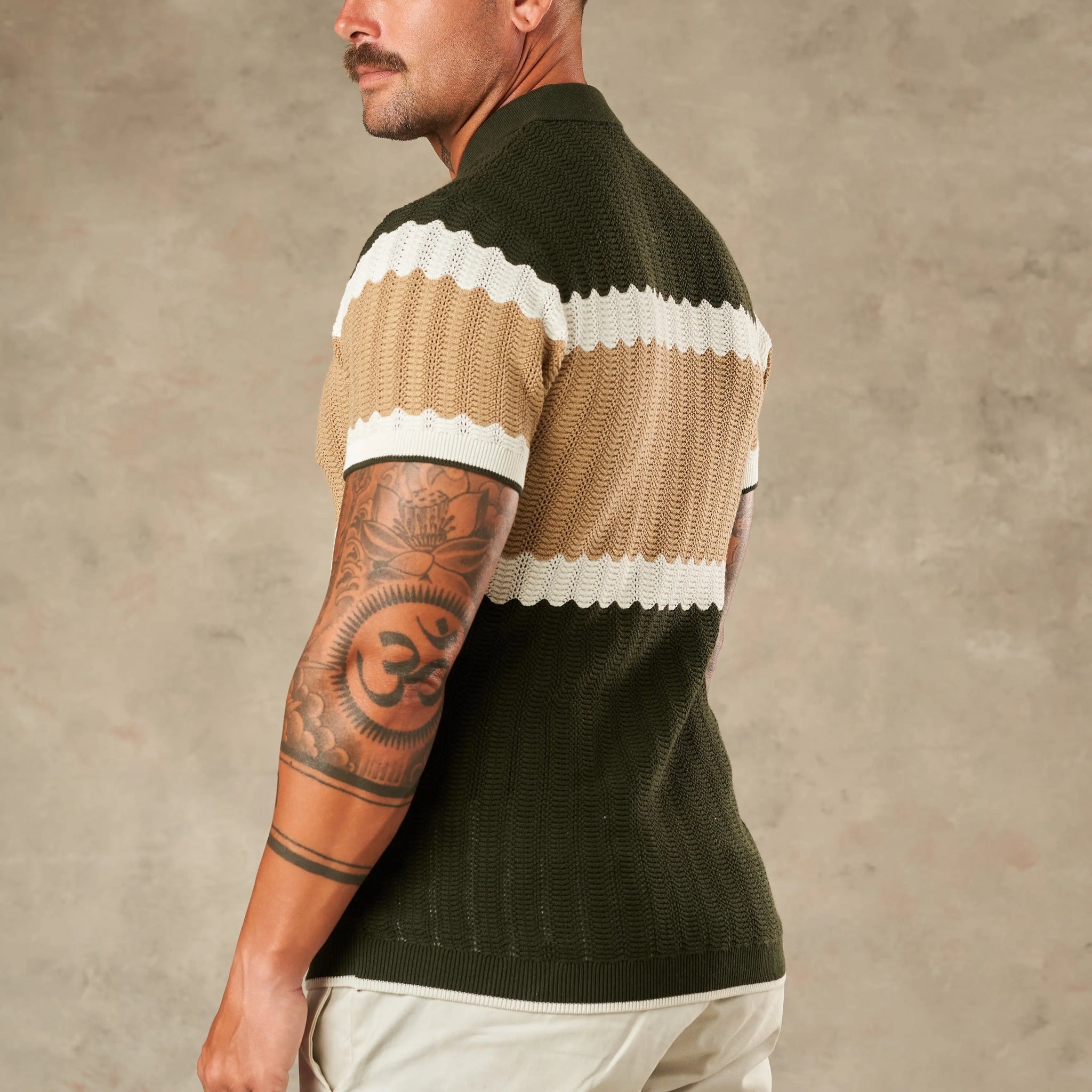 Capri Wave Textured Zipper Polo  - LCY London