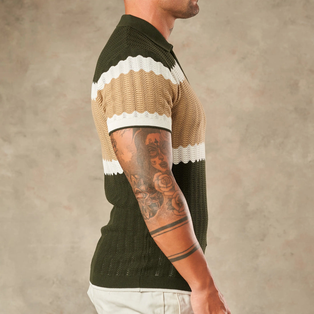 Capri Wave Textured Zipper Polo  - LCY London