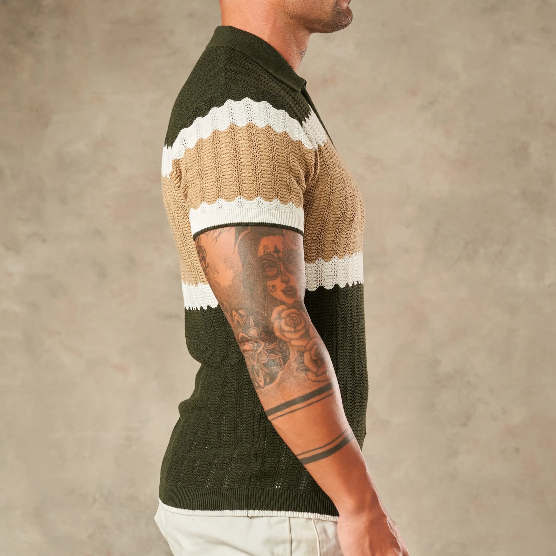 Capri Wave Textured Zipper Polo  - LCY London