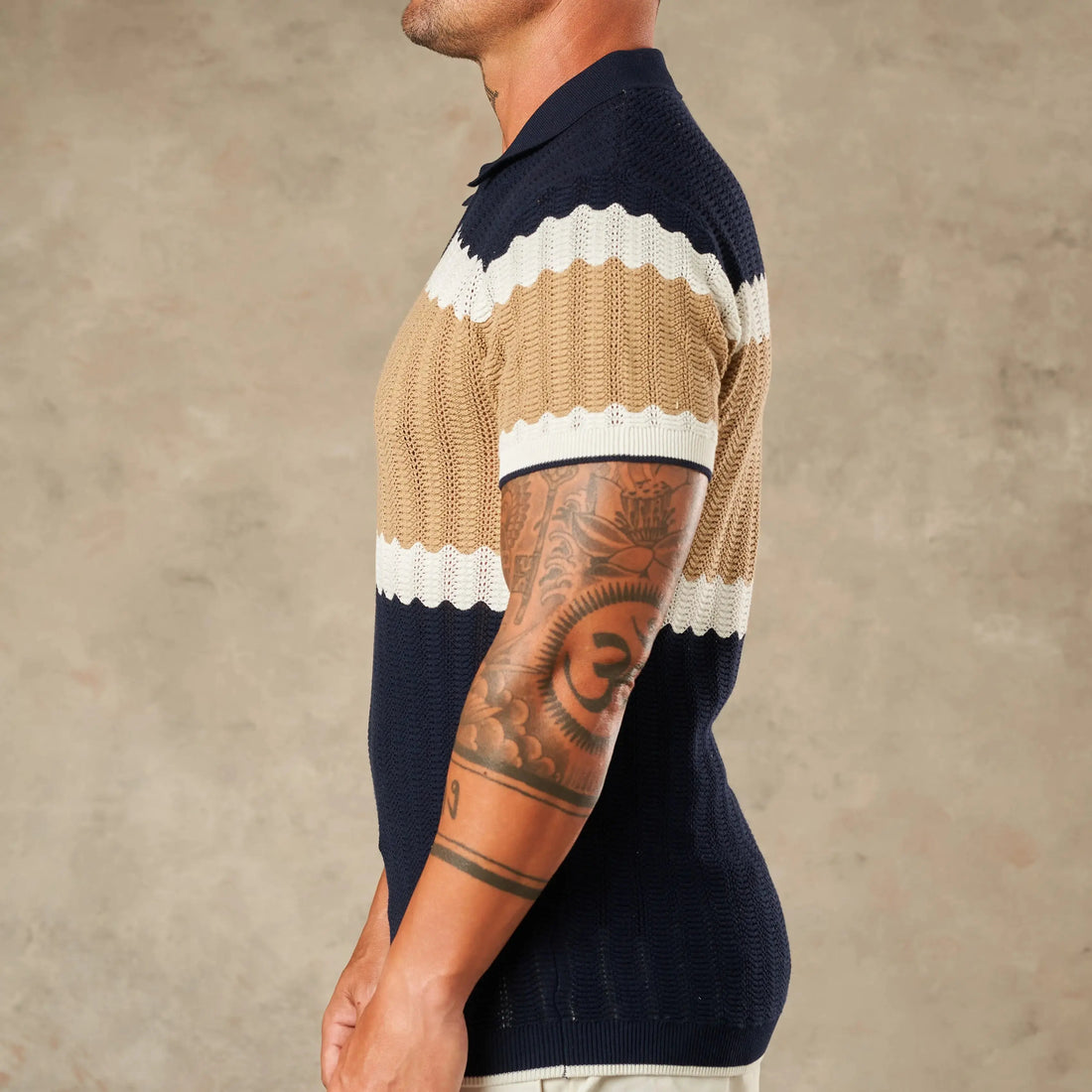 Capri Wave Textured Zipper Polo  - LCY London