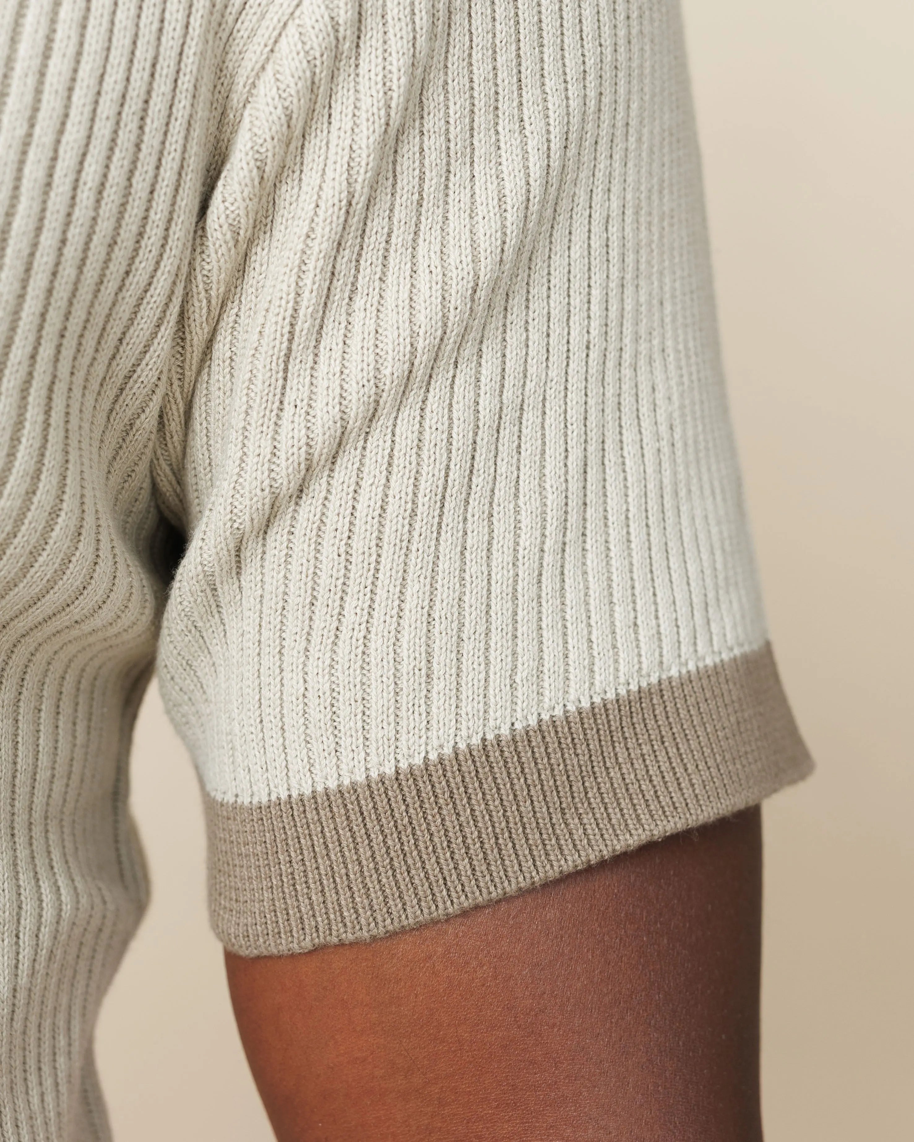 Contrast Knit Johnny Collar Polo  - LCY London