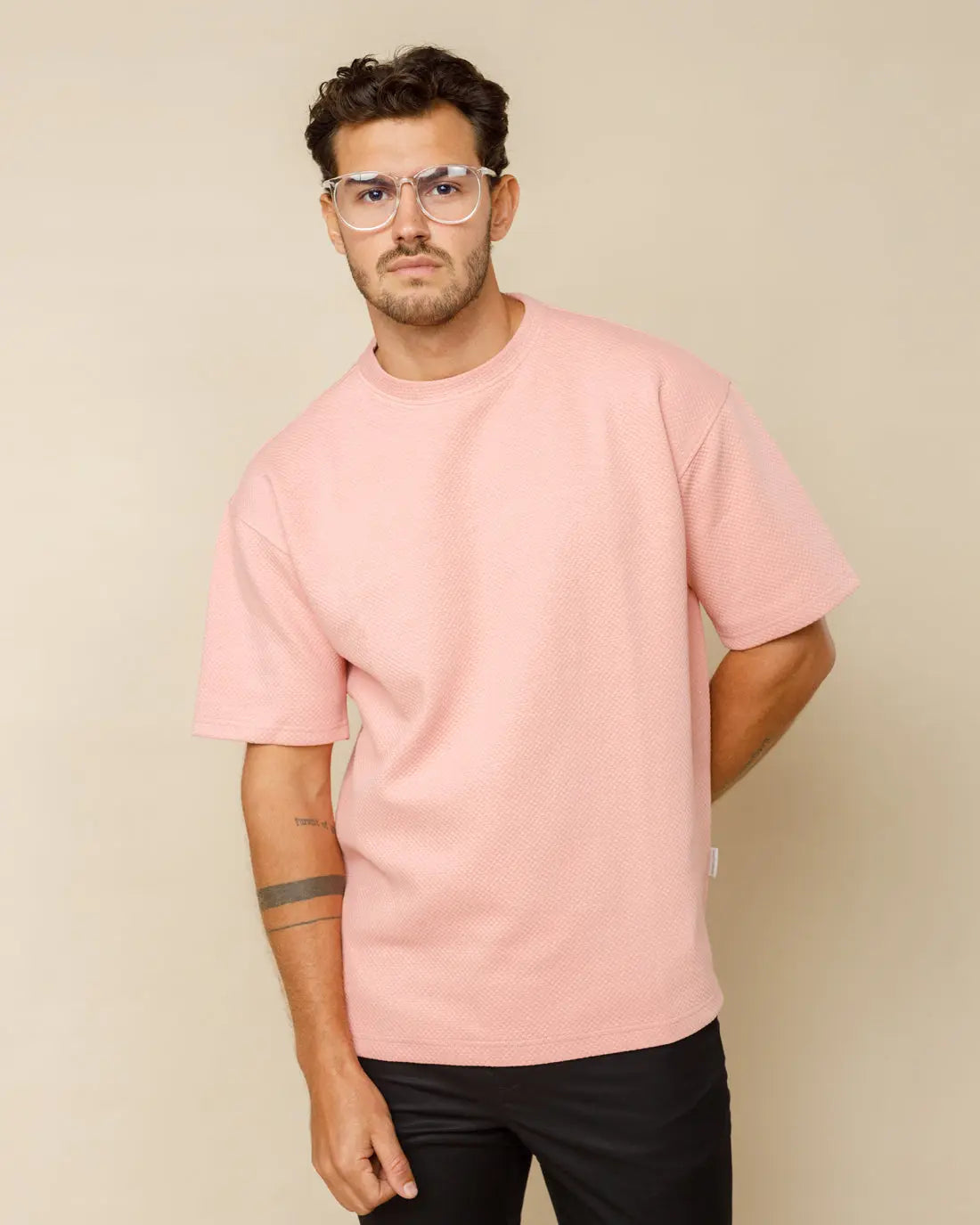 Cotton Blend Oversized Tee Pink-XL - LCY London