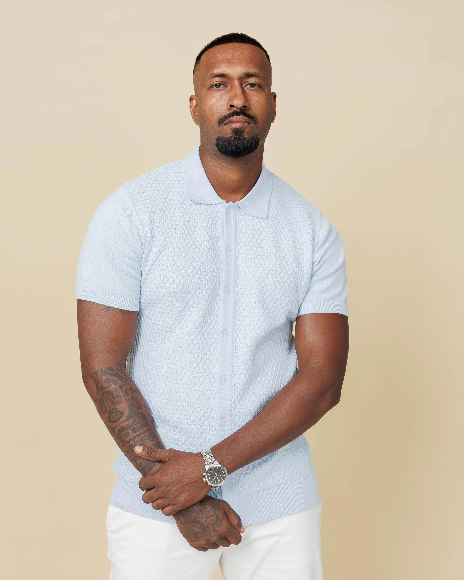 Diamond Weave Heritage Polo – Buttoned Edition  - LCY London