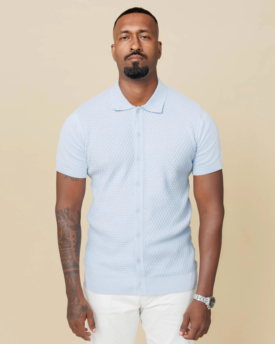 Diamond Weave Heritage Polo – Buttoned Edition  - LCY London