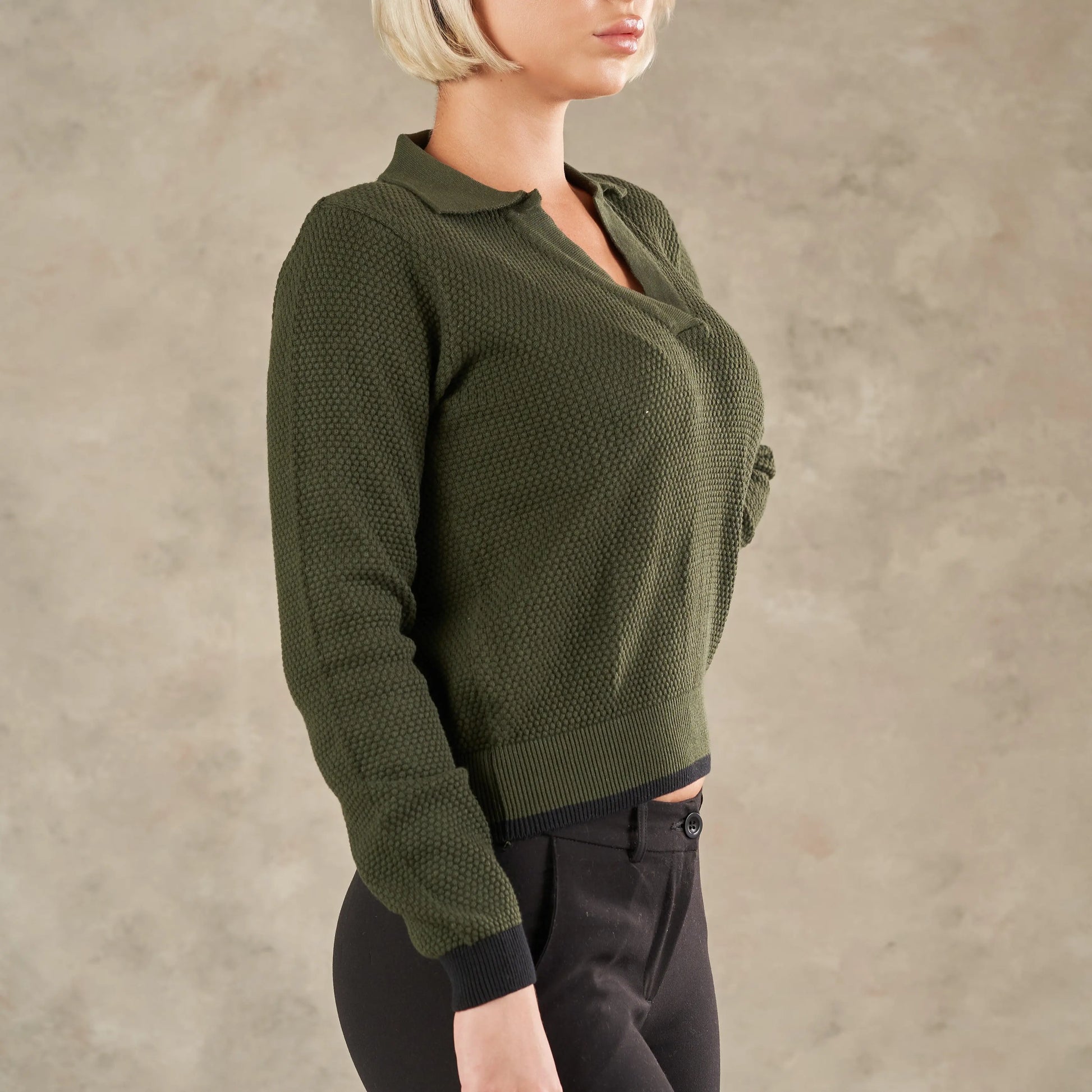 Florence Johnny Collar Knit Top  - LCY London