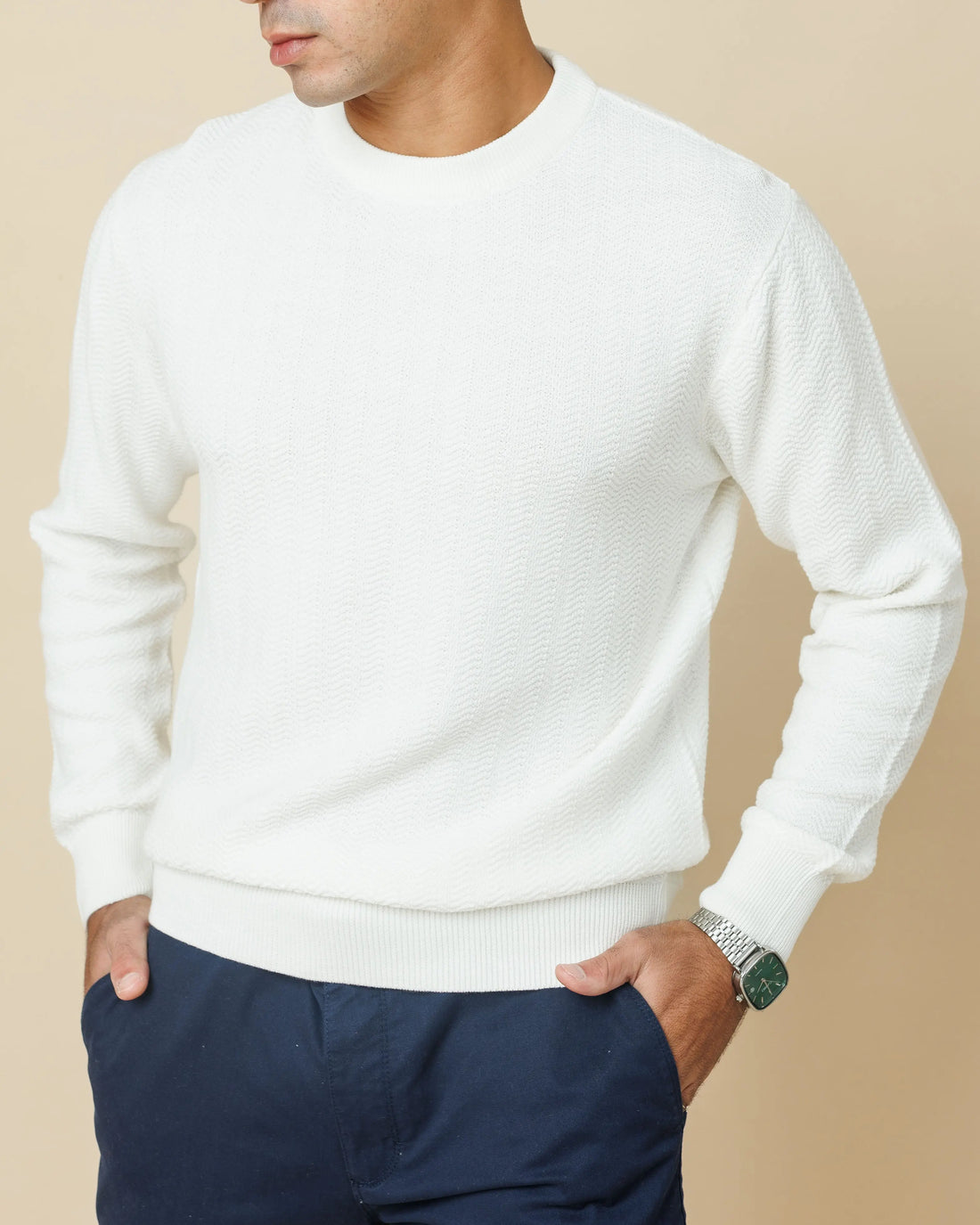 Herringbone Heritage Sweatshirt White-XL - LCY London