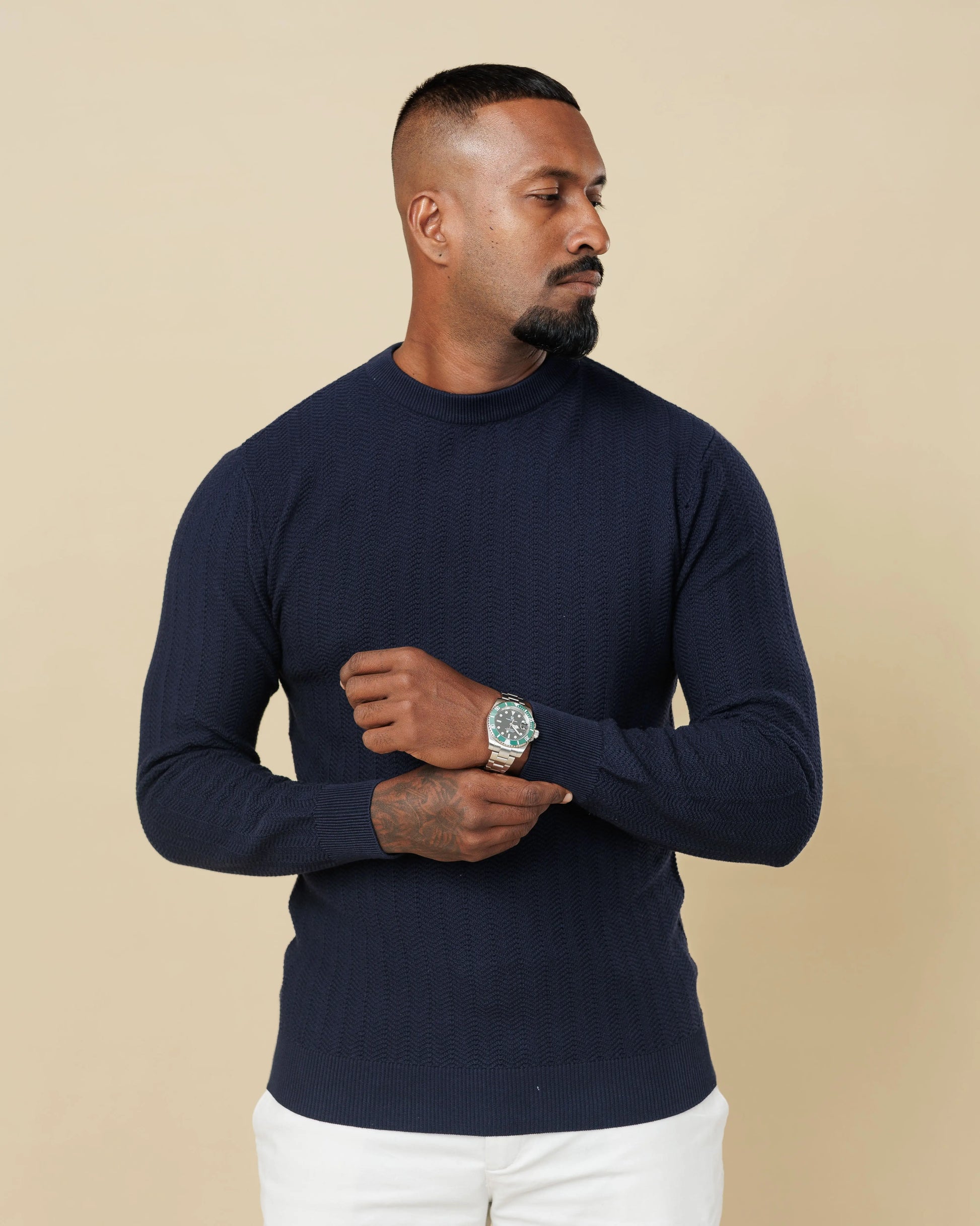 Herringbone Heritage Sweatshirt Navy-Blue-XL - LCY London