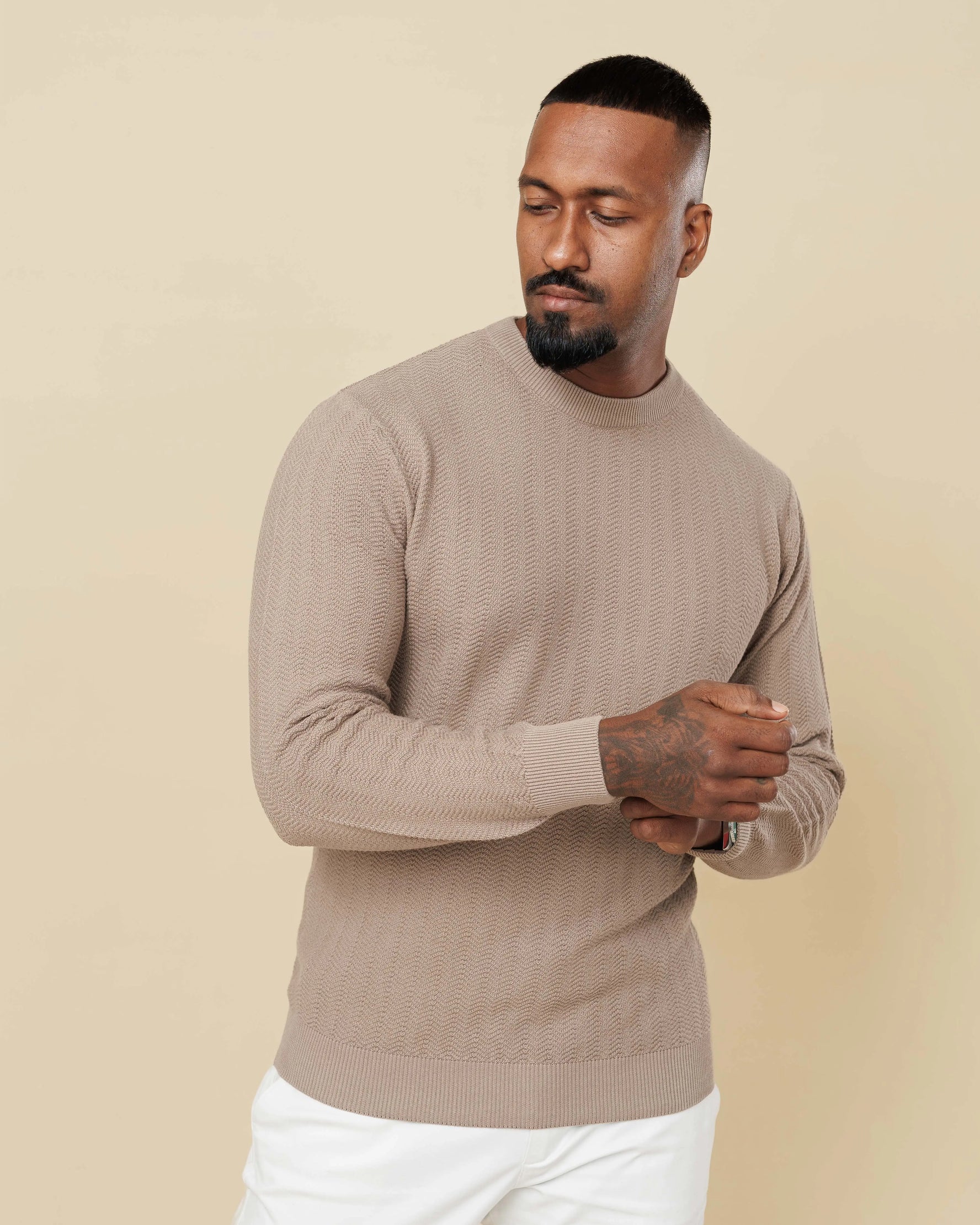 Herringbone Heritage Sweatshirt Beige-XL - LCY London