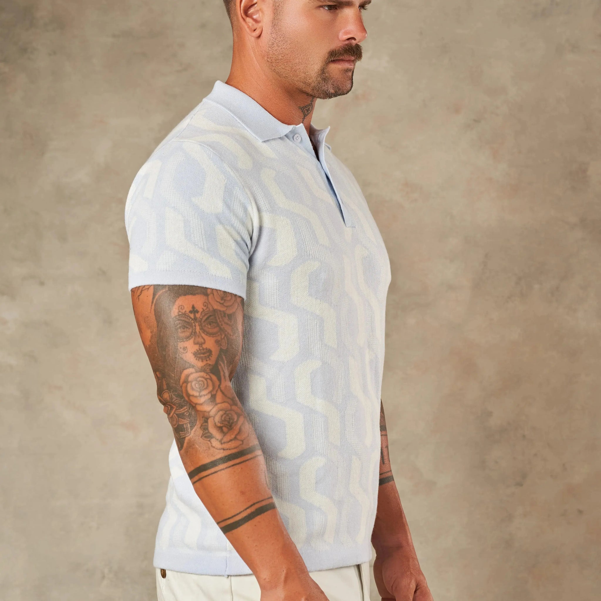 Interlocking Tile Pattern Polo  - LCY London