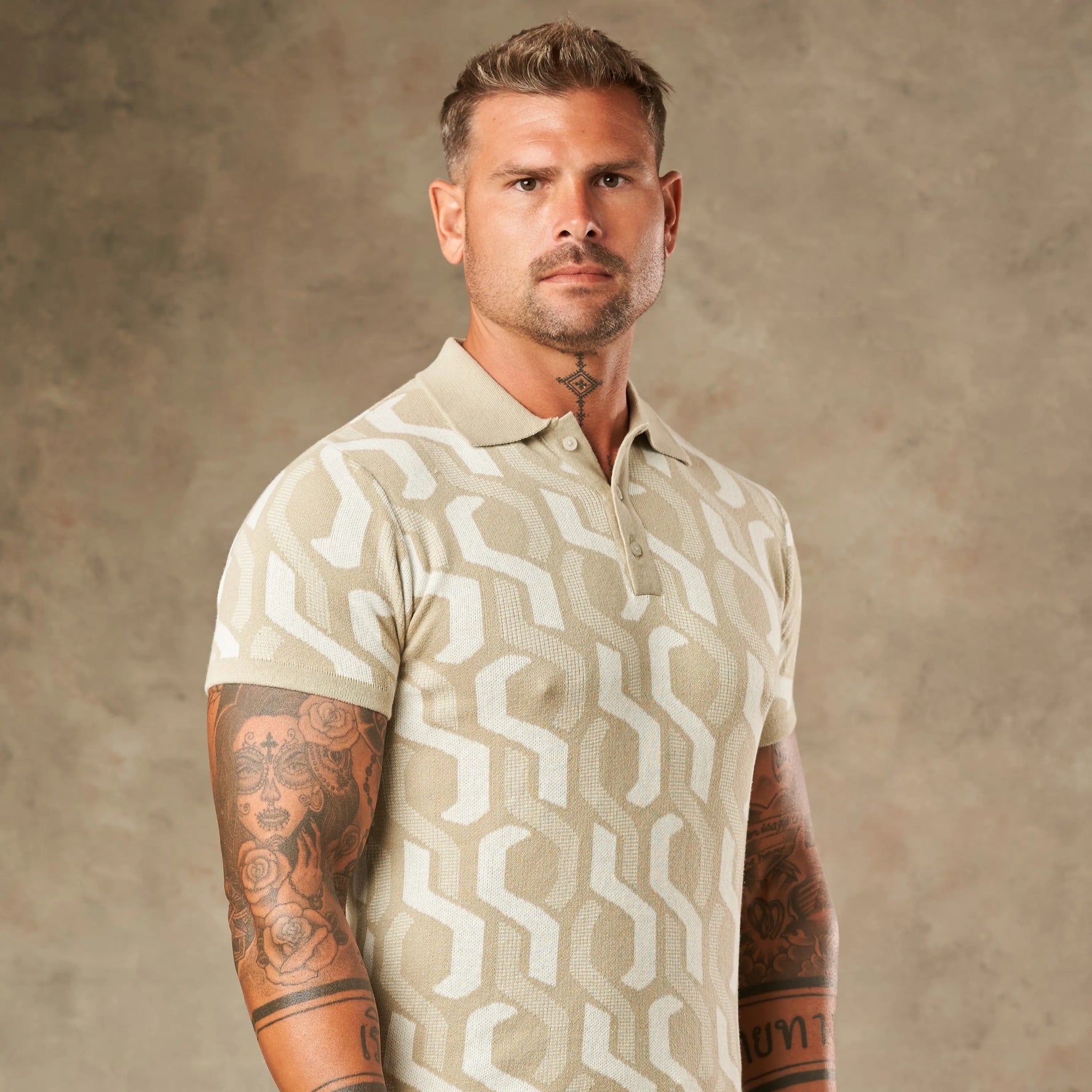 Interlocking Tile Pattern Polo  - LCY London