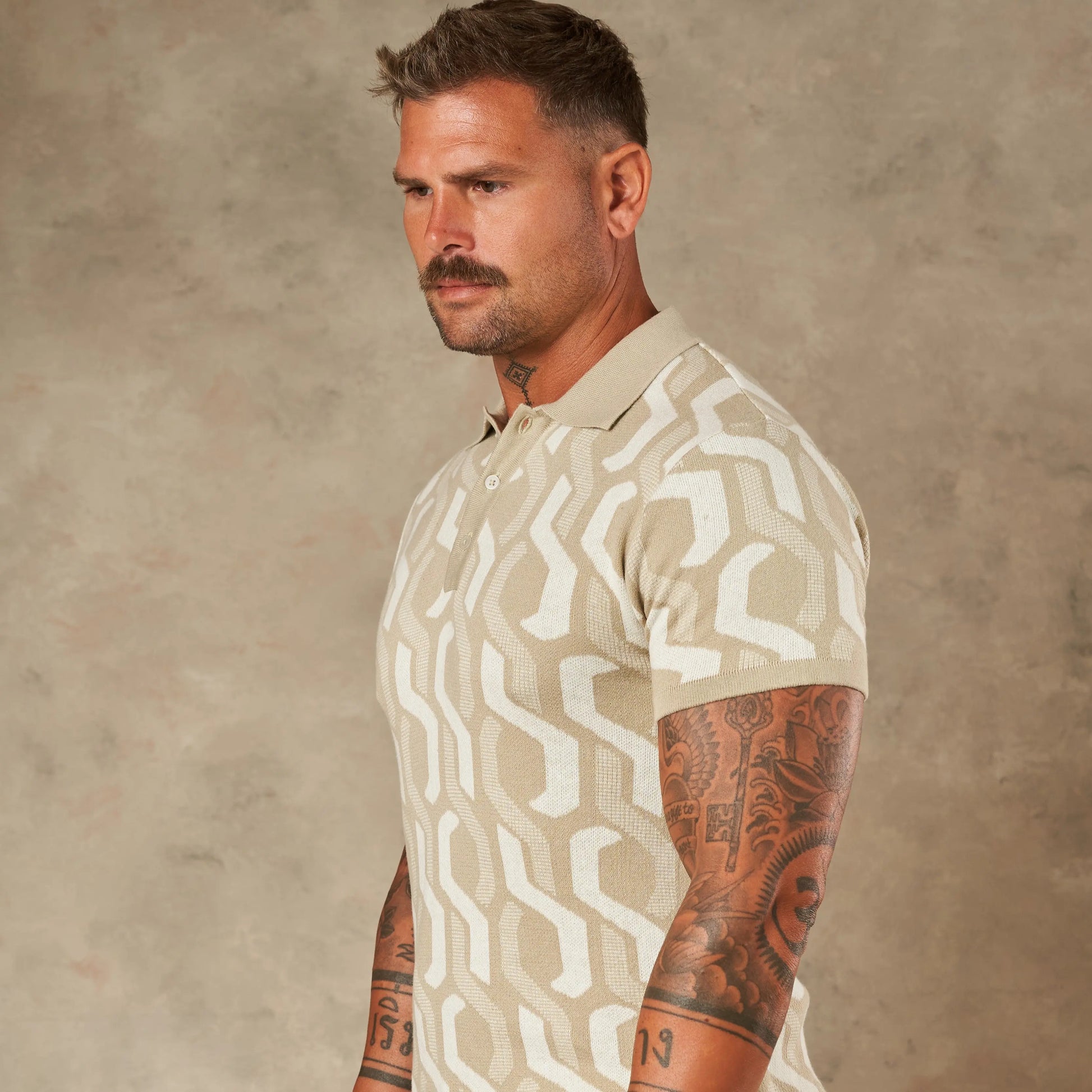 Interlocking Tile Pattern Polo  - LCY London