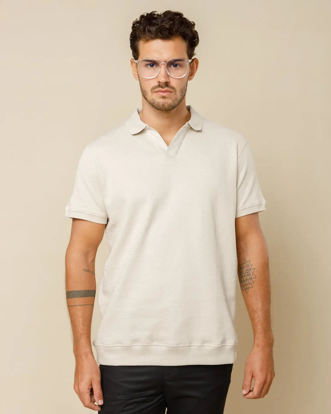Johnny Collar Detailed Polo Beige-XL - LCY London