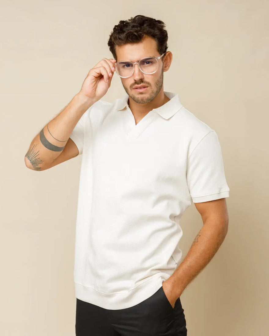 Johnny Collar Detailed Polo White-XL - LCY London