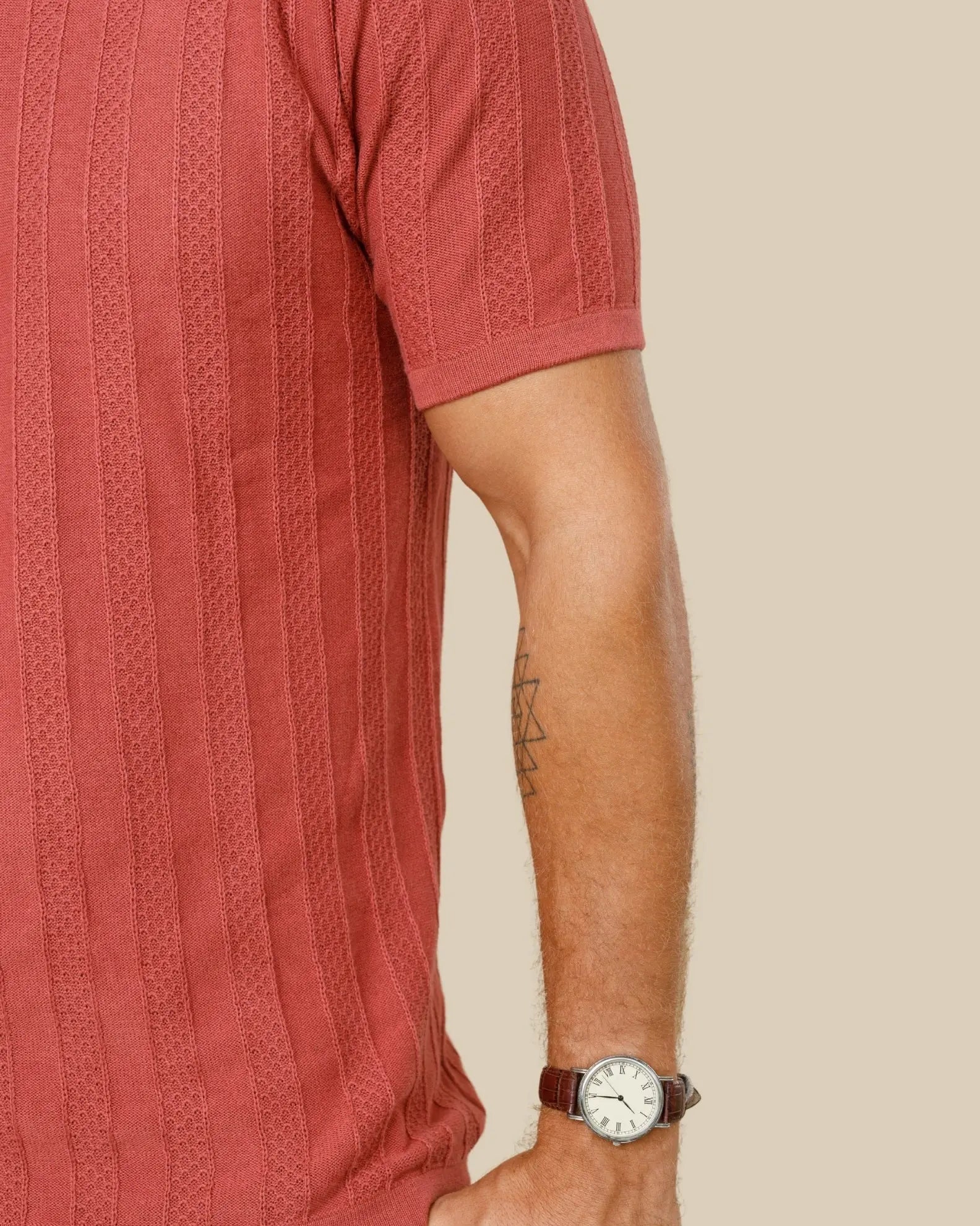 Johnny Collar Textured Knit Polo LCY LONDON