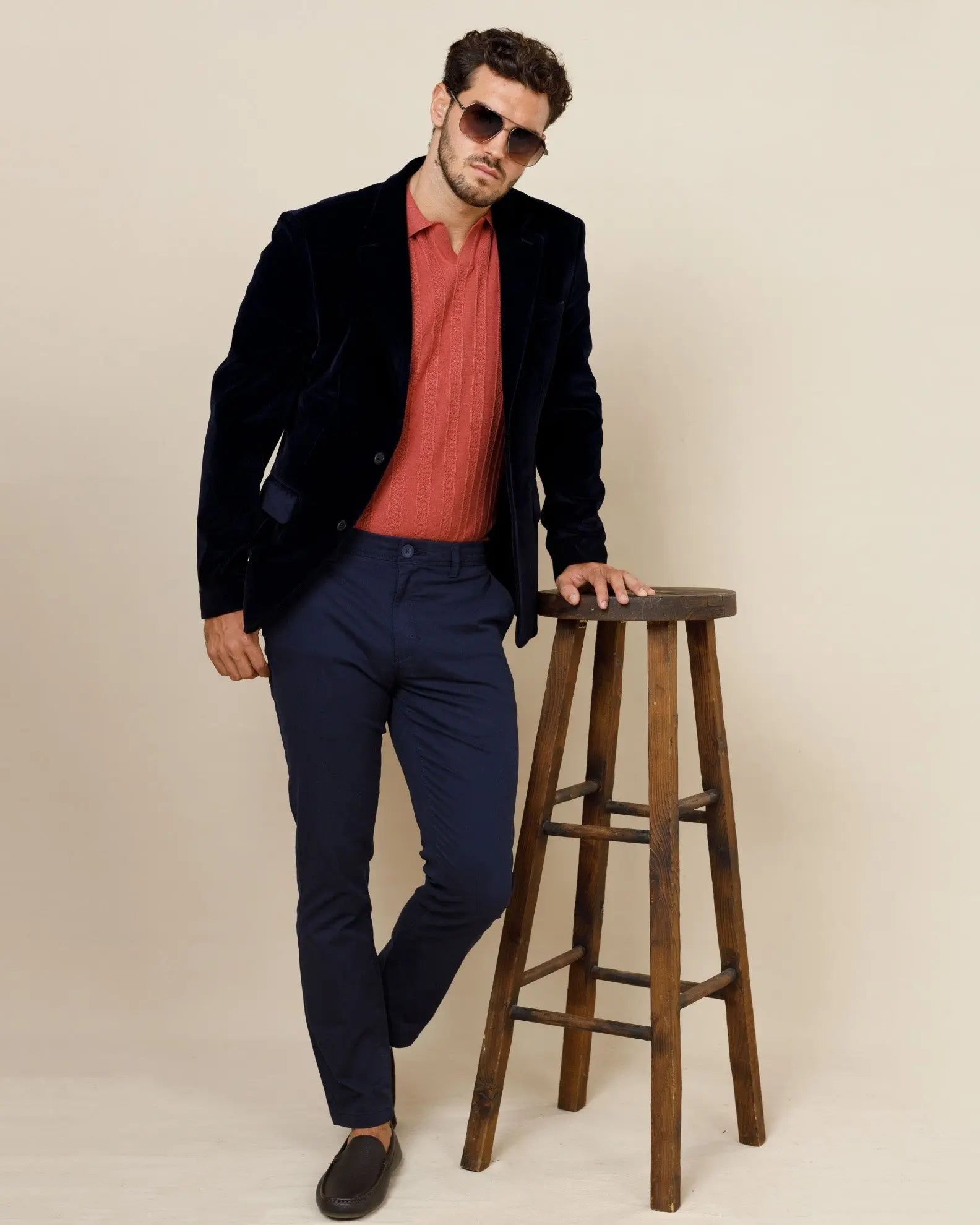 Johnny Collar Textured Knit Polo LCY LONDON