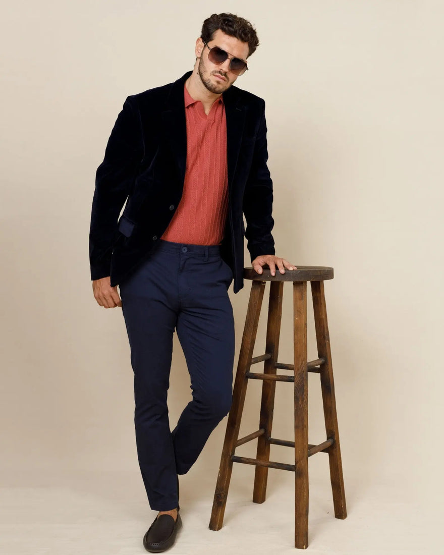 Johnny Collar Textured Knit Polo LCY LONDON