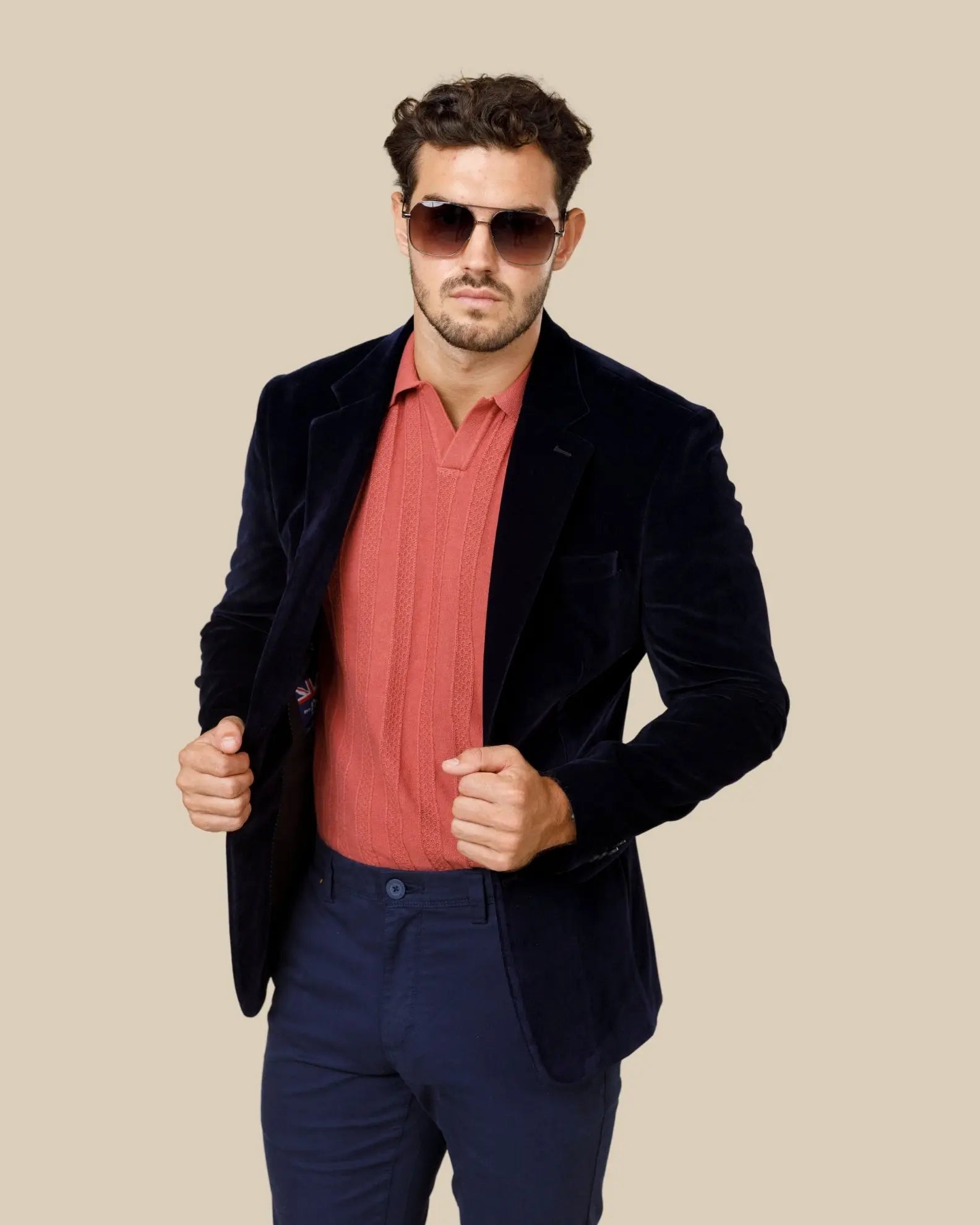 Johnny Collar Textured Knit Polo LCY LONDON