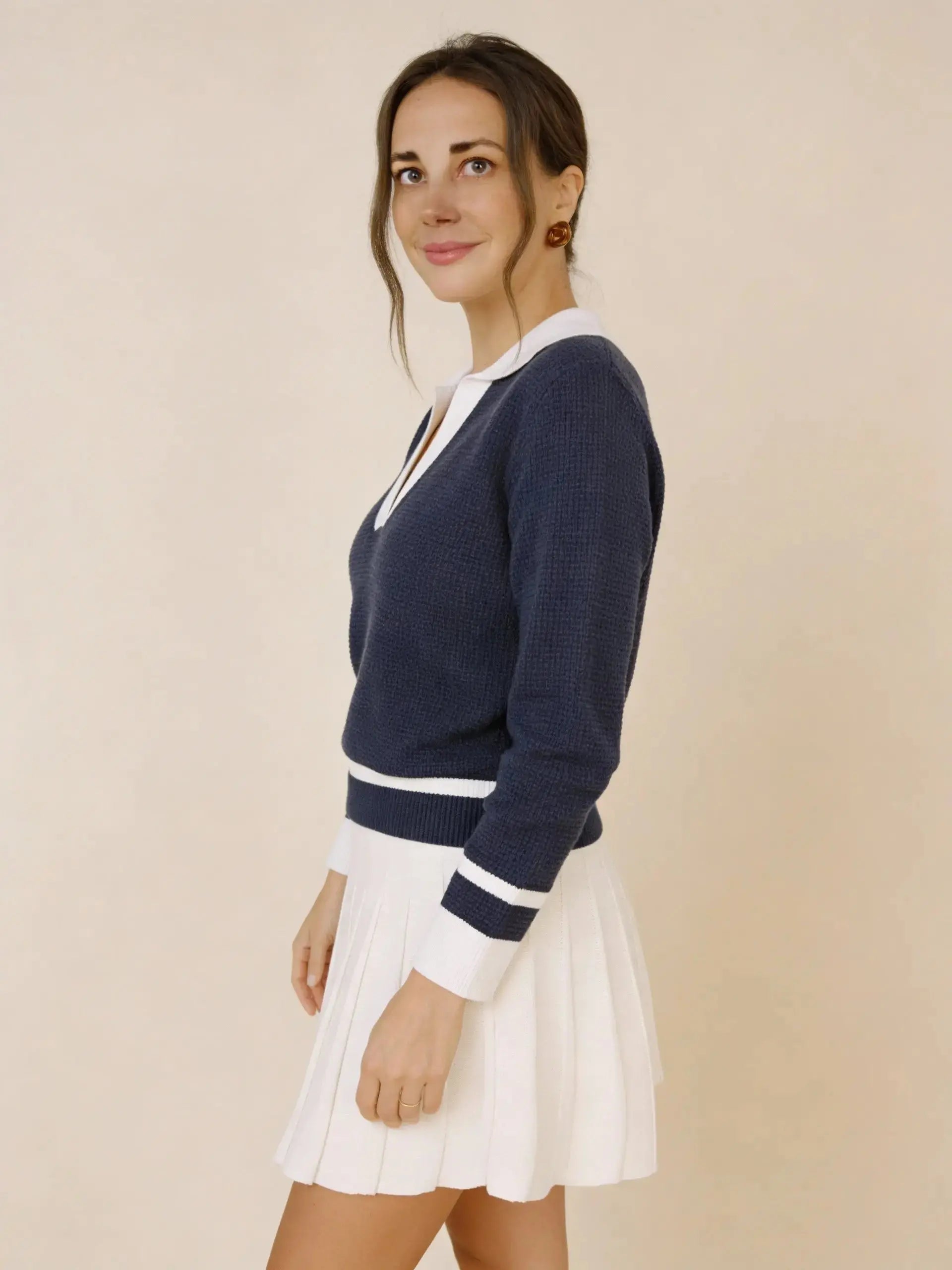 Ladies Contrast Collar Long Sleeved Polo  - LCY London