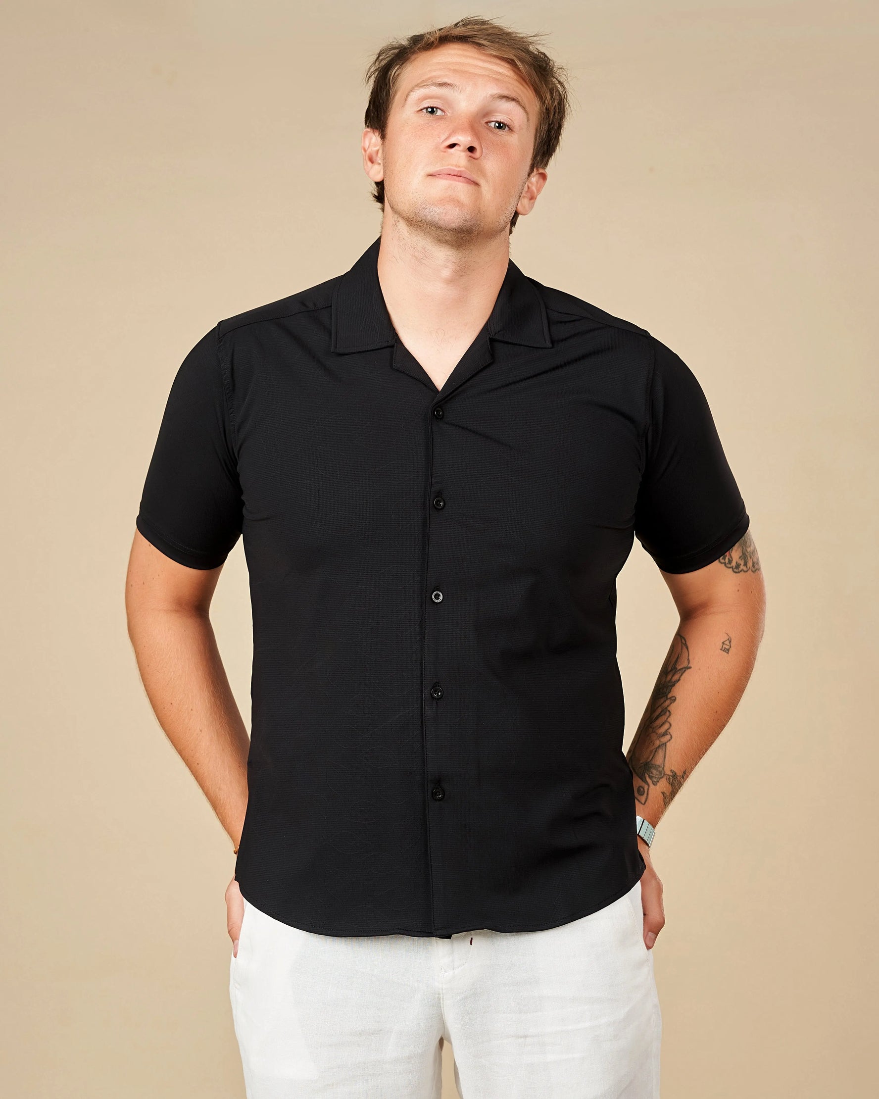 Legacy London Cuban Collar Performance Shirt Black / XL - LCY London