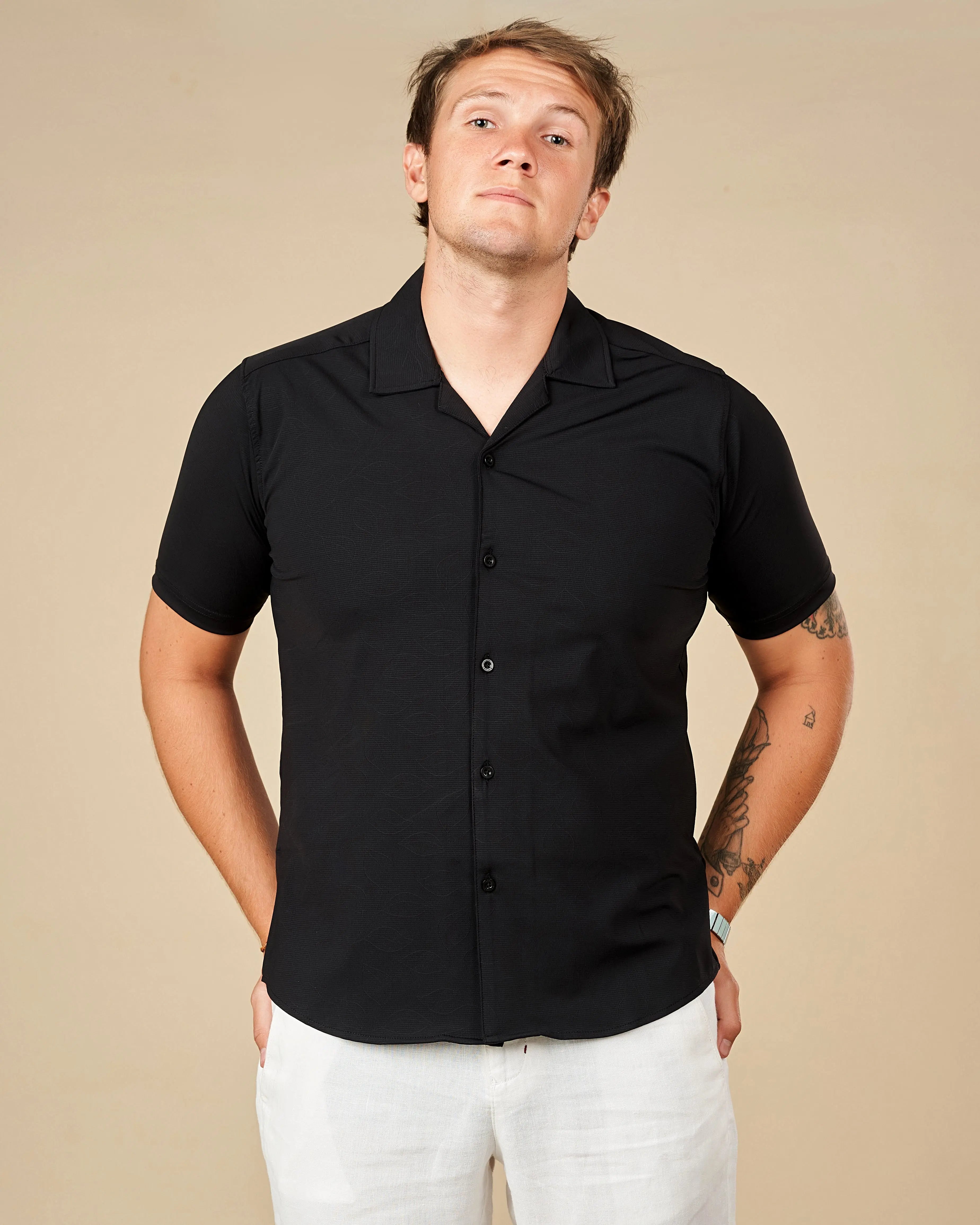 Legacy London Cuban Collar Performance Shirt Black / XL - LCY London