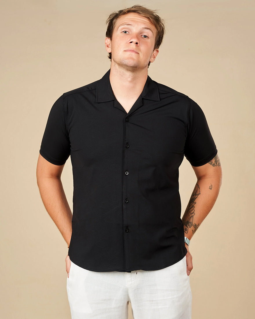 Legacy London Cuban Collar Performance Shirt Black / XL - LCY London