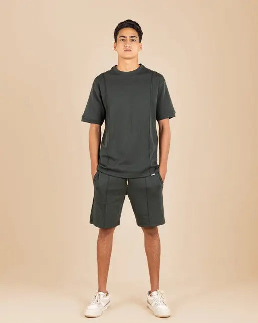 Line Detail Crewneck and Shorts set XL-Green - LCY London