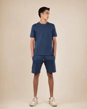 Line Detail Crewneck and Shorts set XL-Blue - LCY London