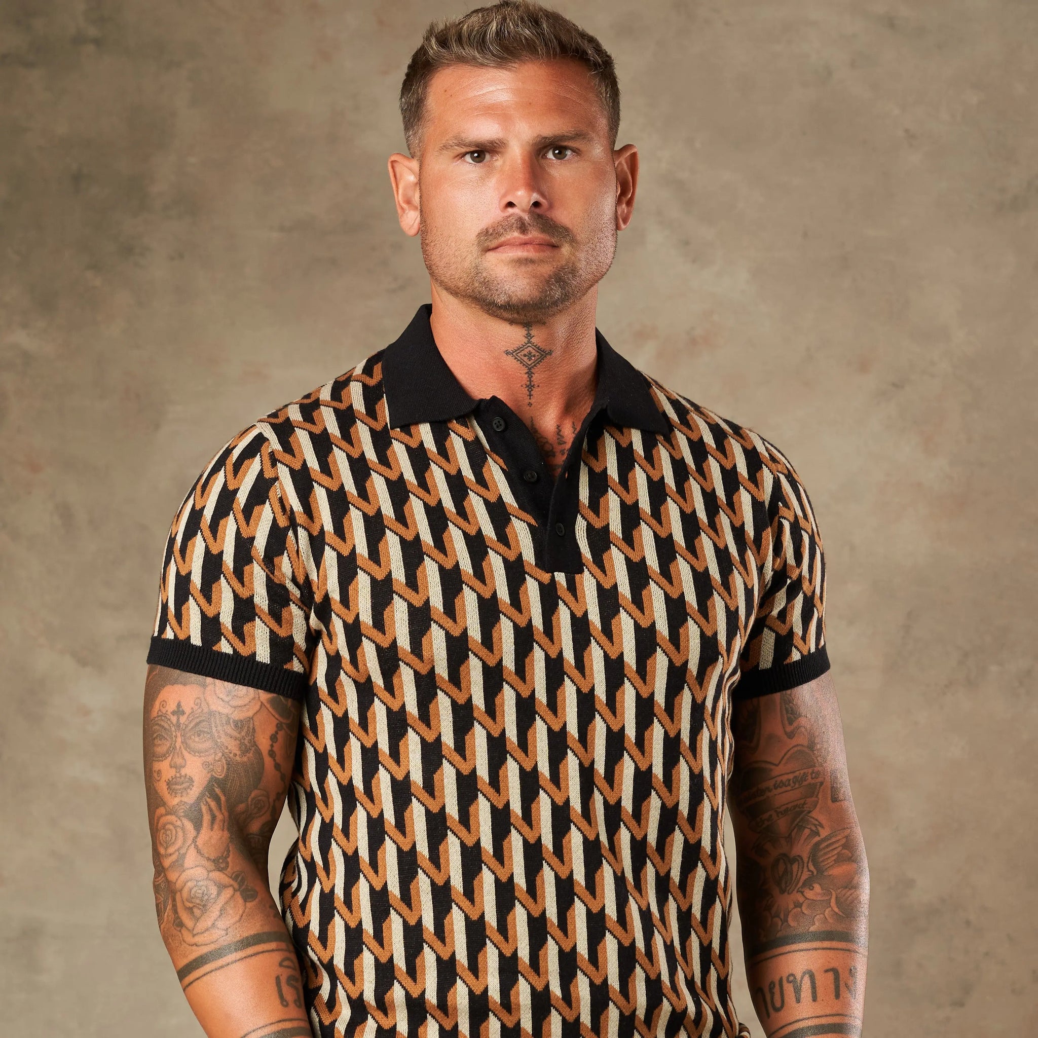 Majolica Geometric Jacquard Polo  - LCY London