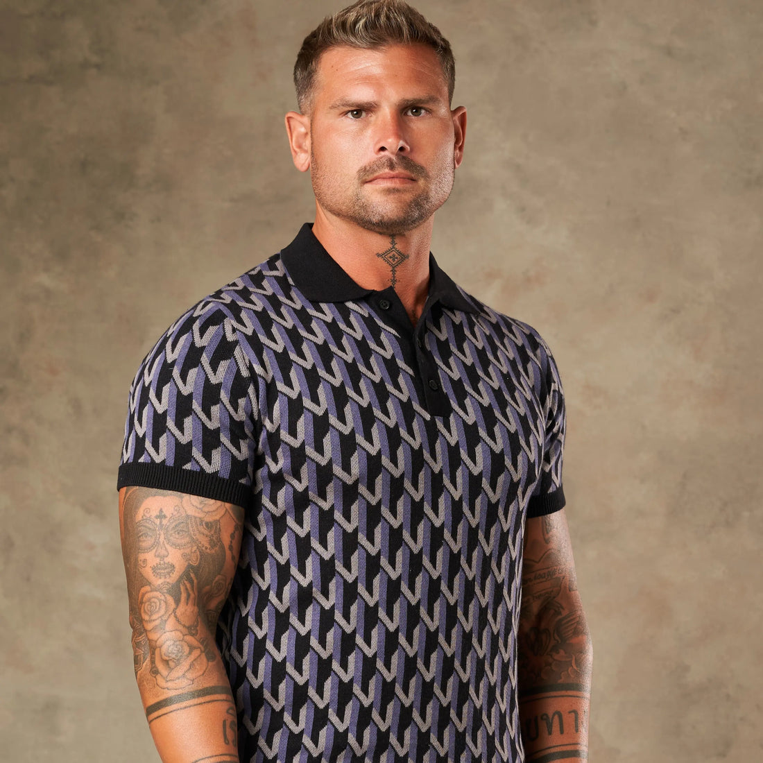 Majolica Geometric Jacquard Polo  - LCY London