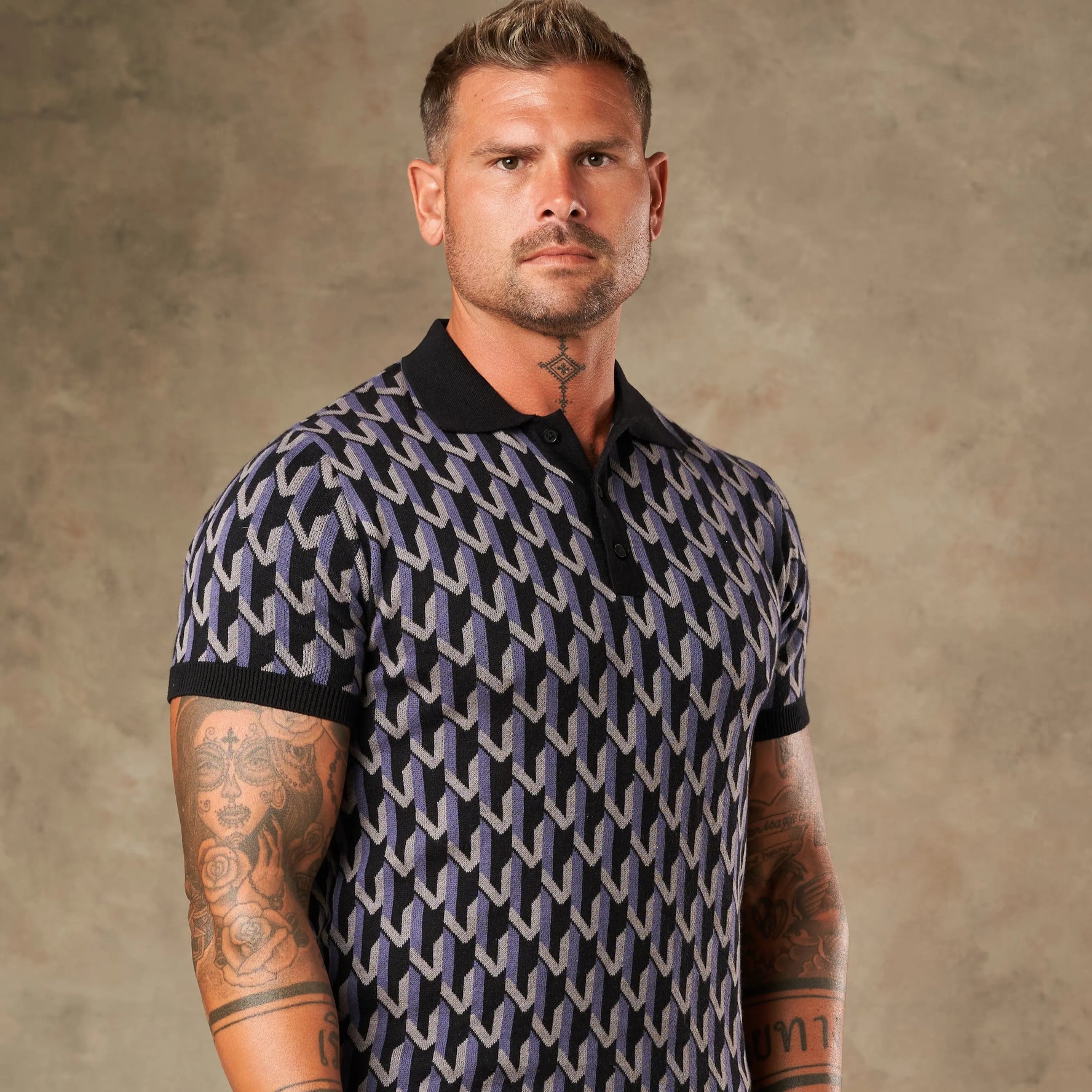Majolica Geometric Jacquard Polo  - LCY London