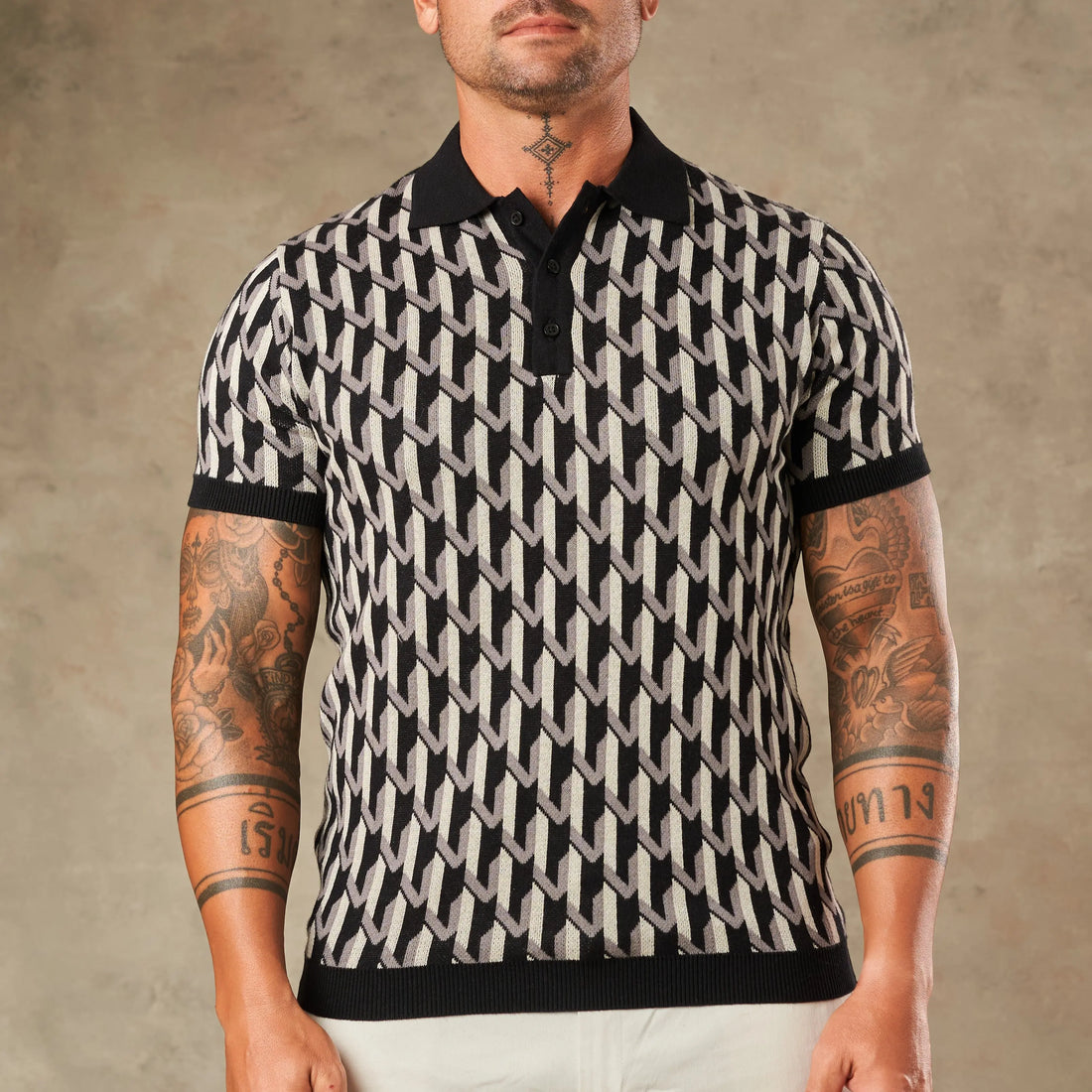 Majolica Geometric Jacquard Polo  - LCY London