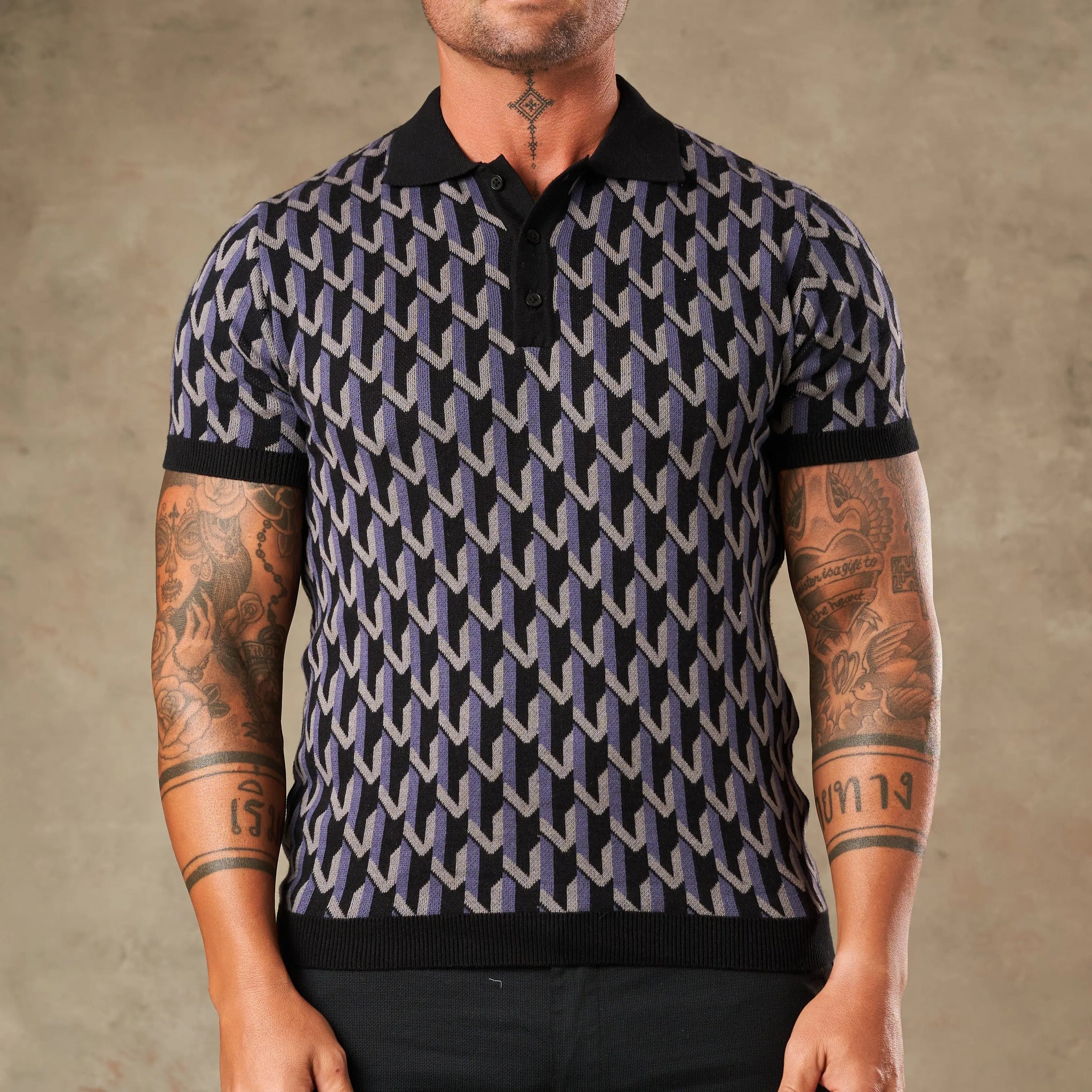 Majolica Geometric Jacquard Polo - LCY LONDON