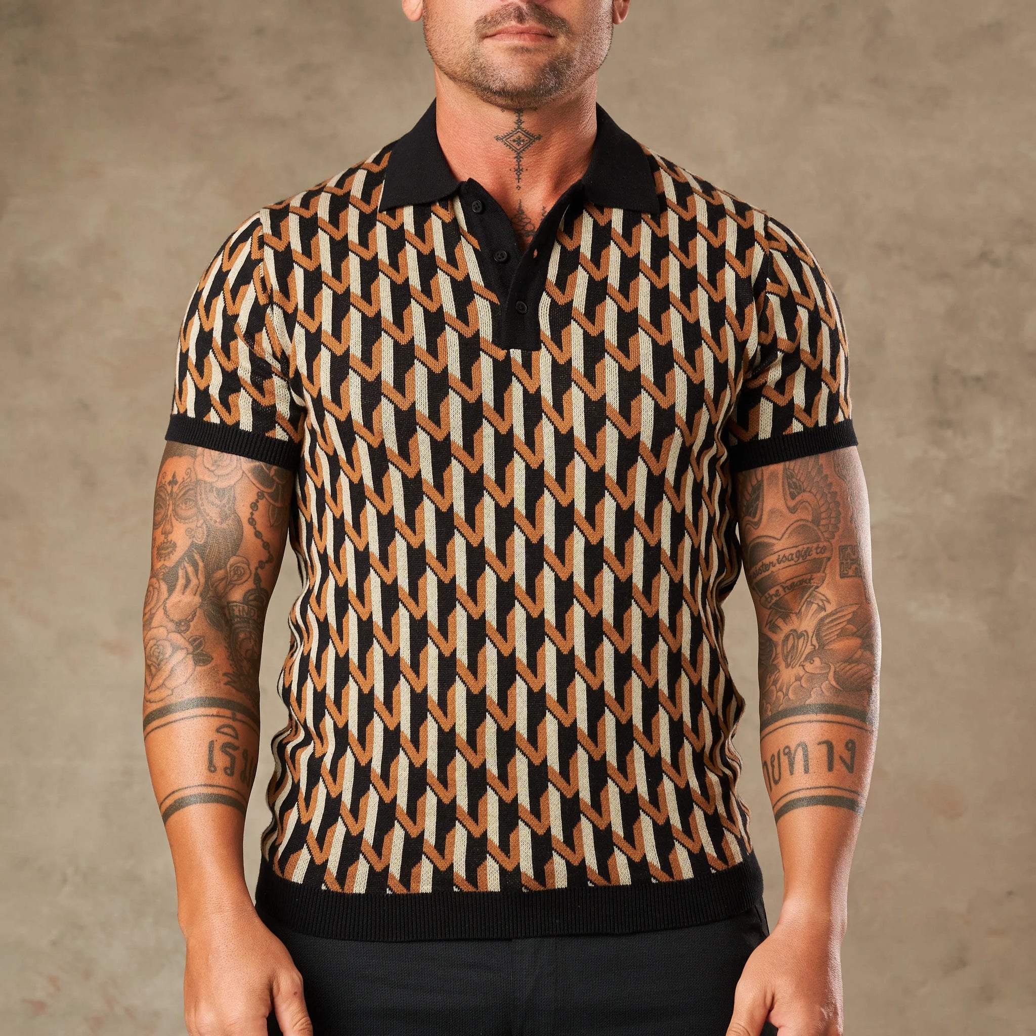 Majolica Geometric Jacquard Polo - LCY LONDON