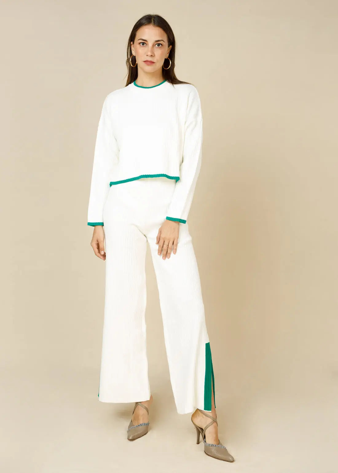 Mila Knitted Loungewear Set One-Size-White - LCY London