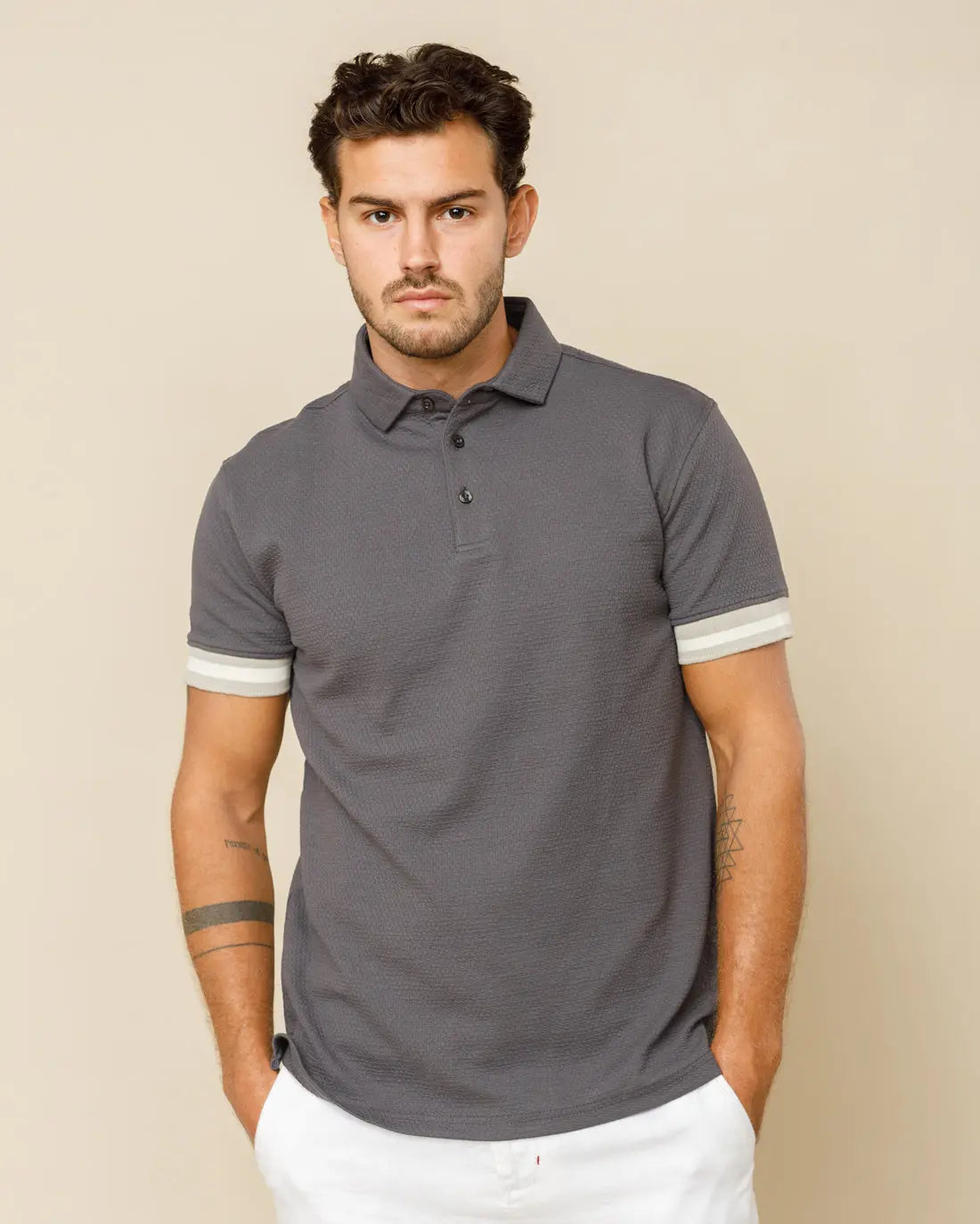 Premium Jacquard Polo Gray-XXL - LCY London