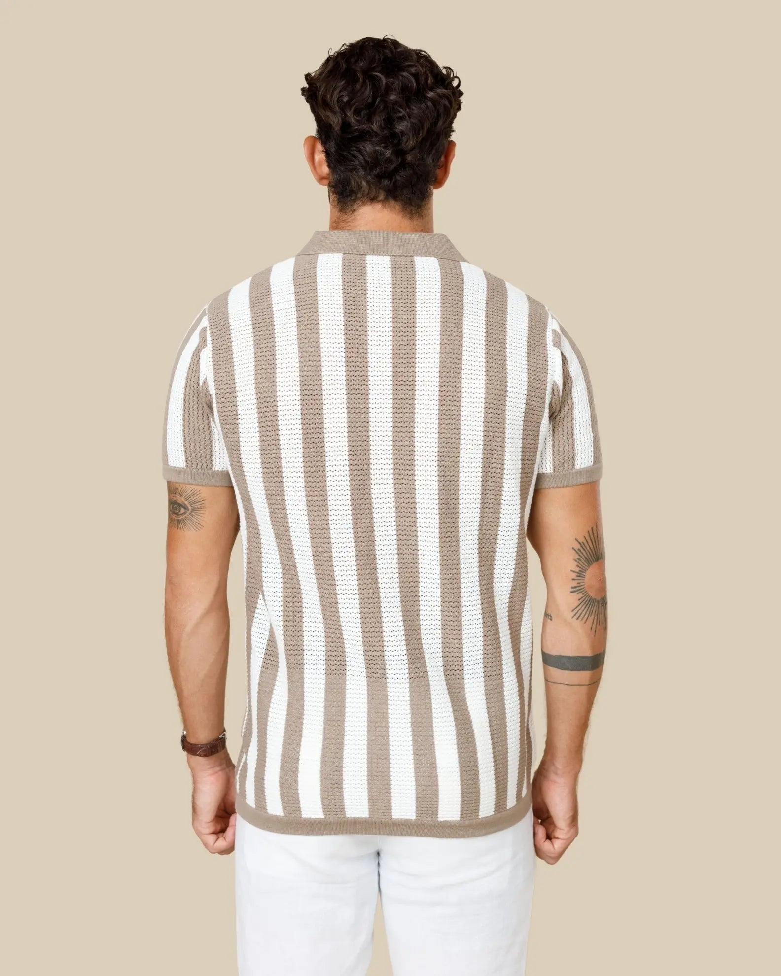 Pure Cotton Striped Knit Polo Shirt LCY LONDON