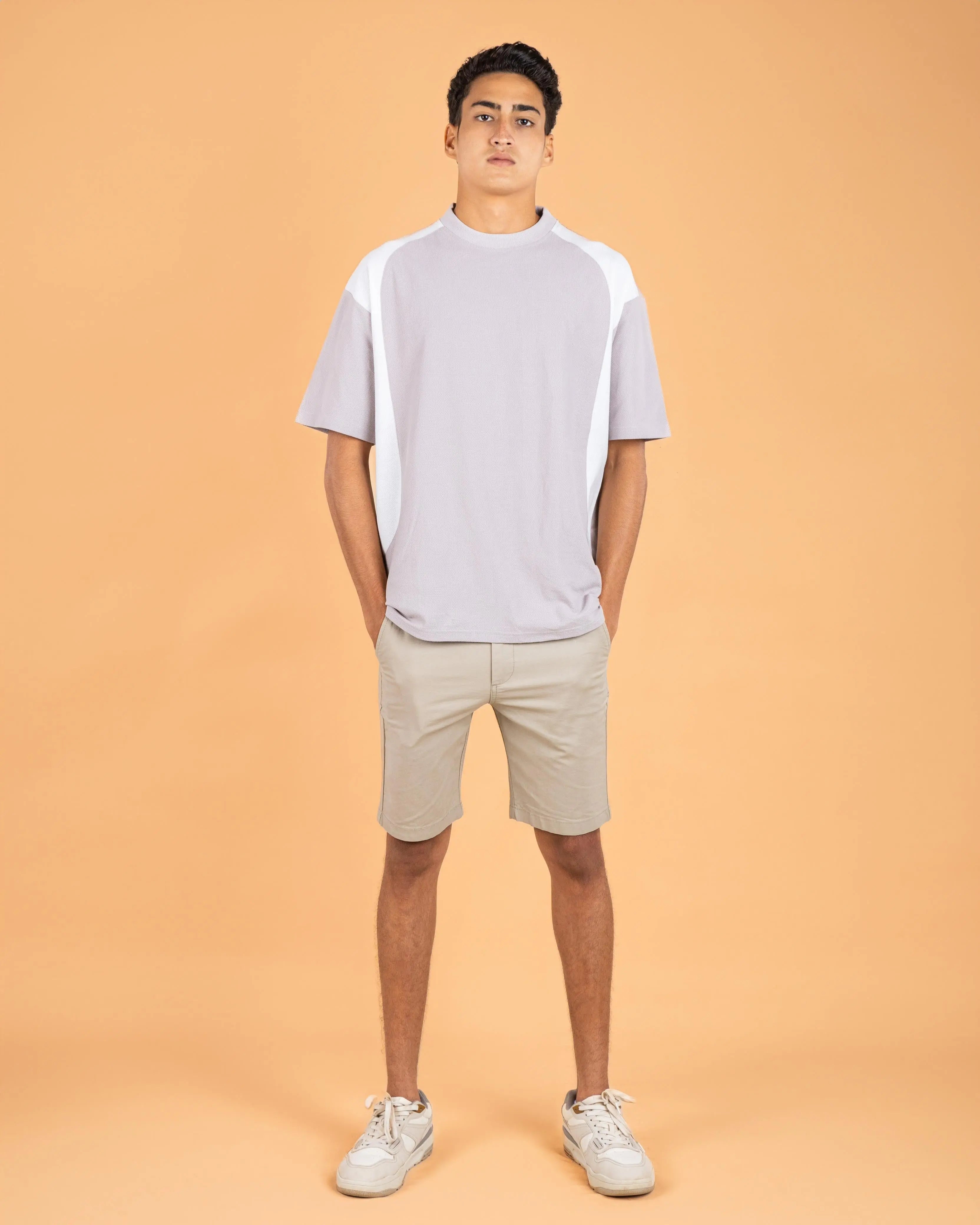 Shoulder Accent Textured Tee Pale-Pink-XL - LCY London