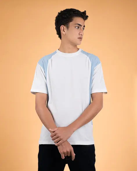 Shoulder Accent Textured Tee White-XL - LCY London