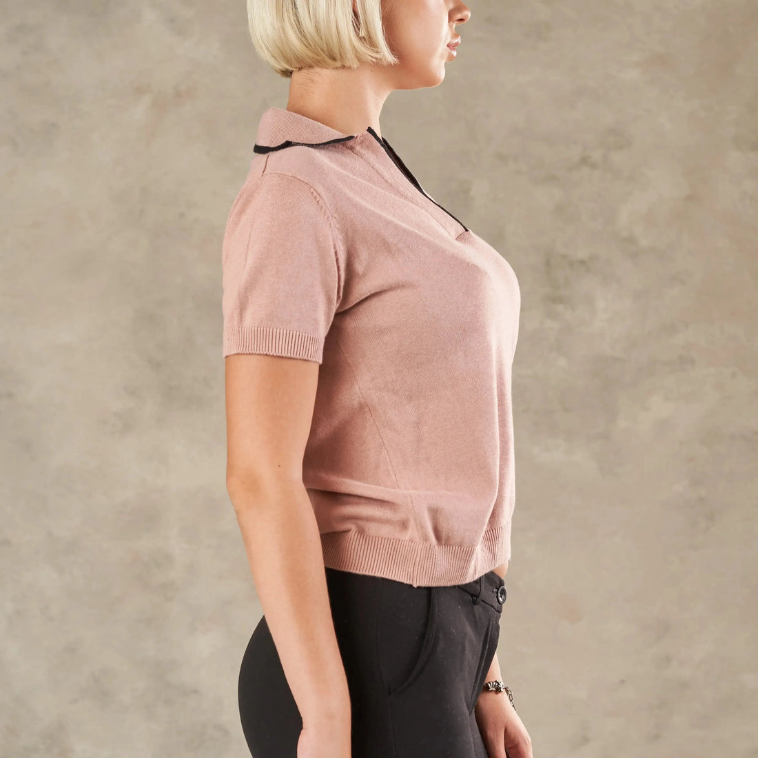 Siena V Neck Knit Polo  - LCY London