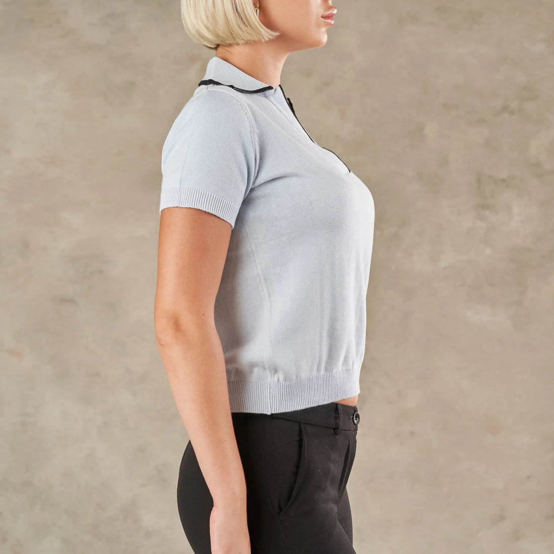 Siena V Neck Knit Polo  - LCY London