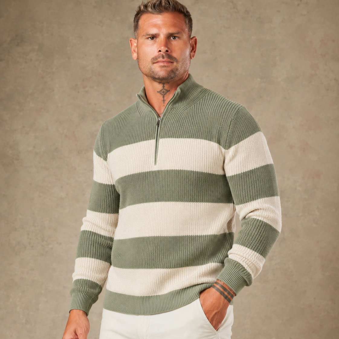 Soft Horizon Zipper Pullover  - Legacy London