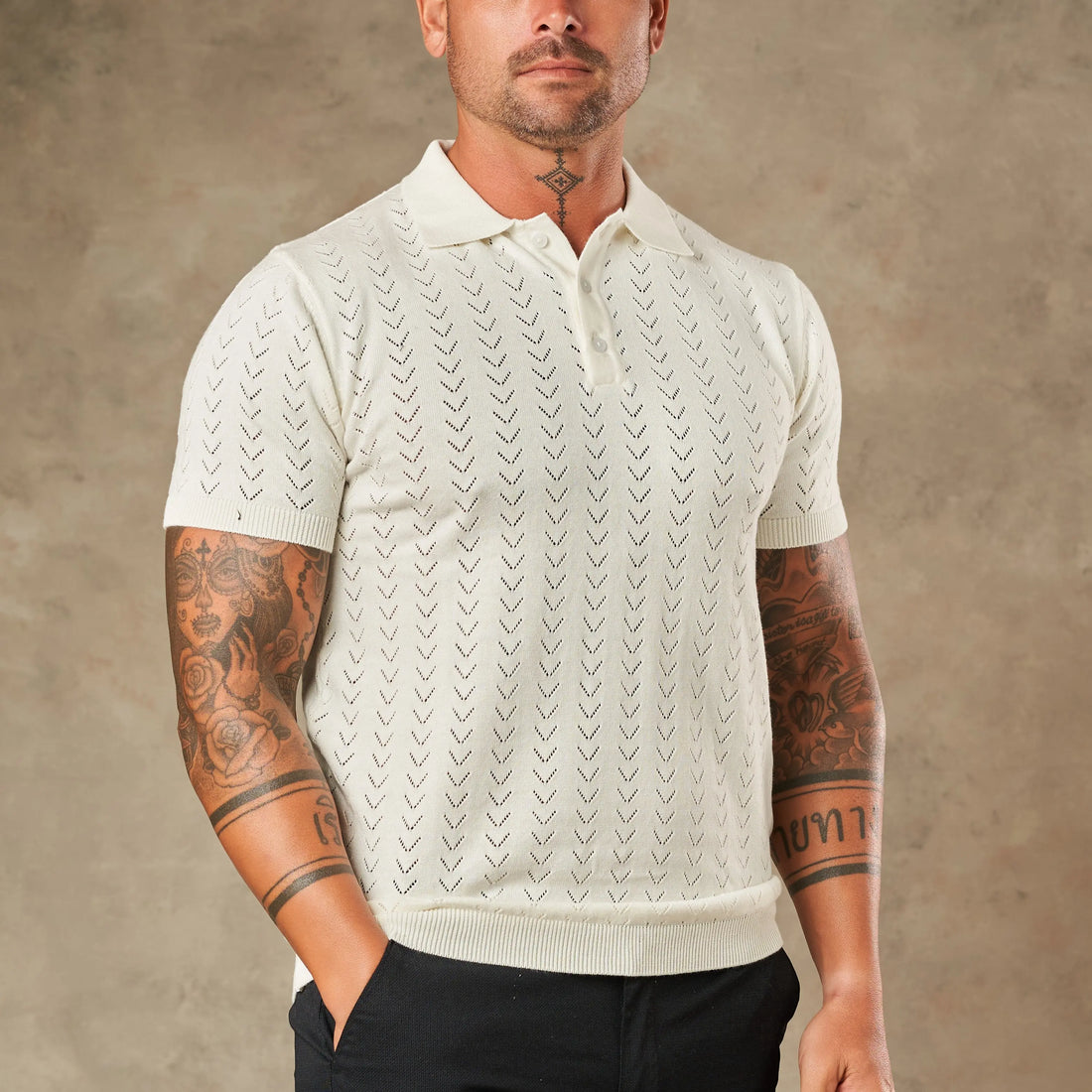 Sorrento Chevron Knit Polo - LCY LONDON