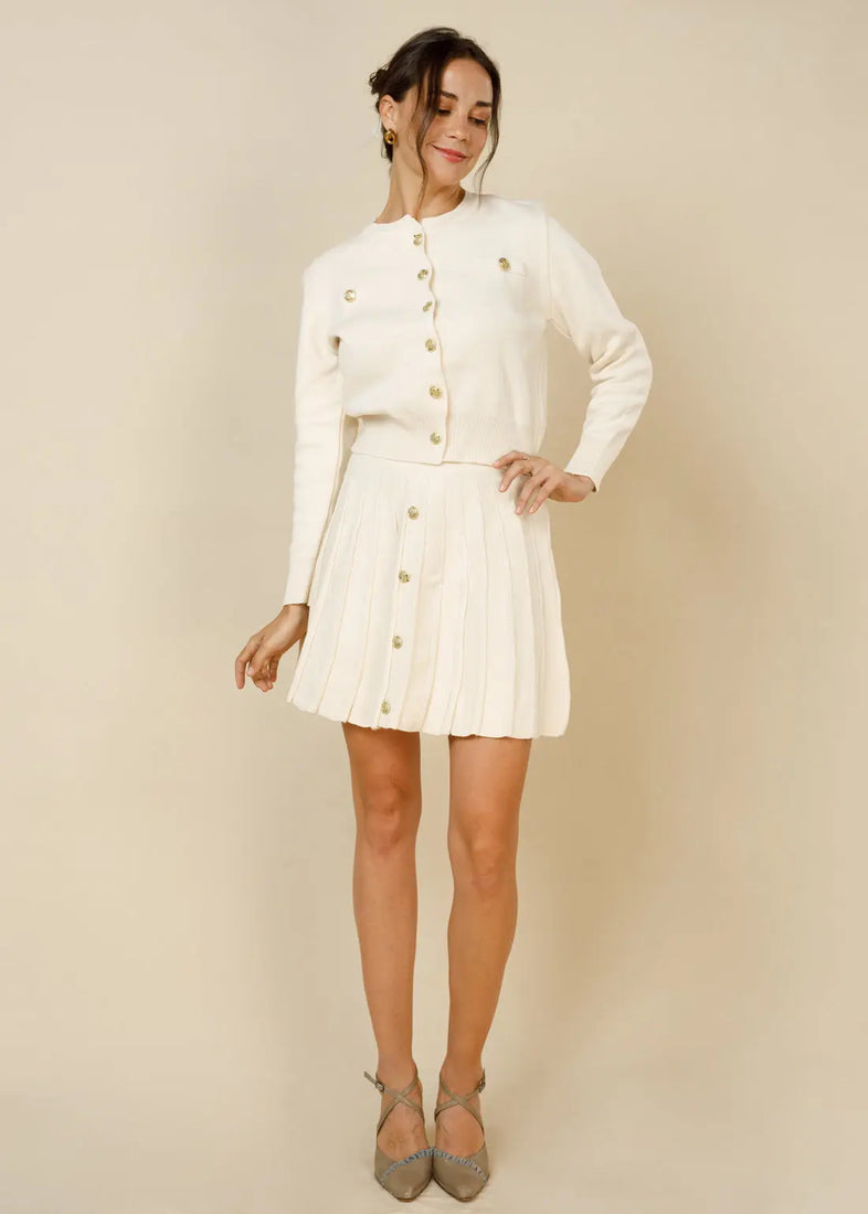 The Windsor Knit Blouse & Mini Skirt One-size-Beige - LCY London